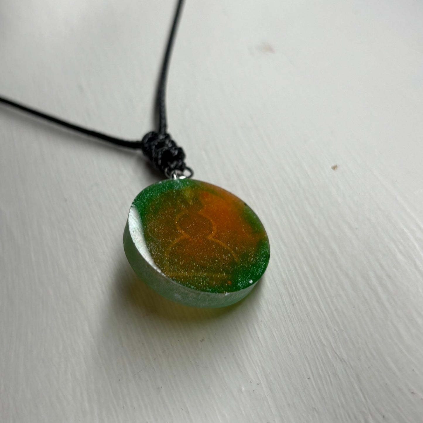 Green/Orange Pawn - Handmade Resin Chess Necklace