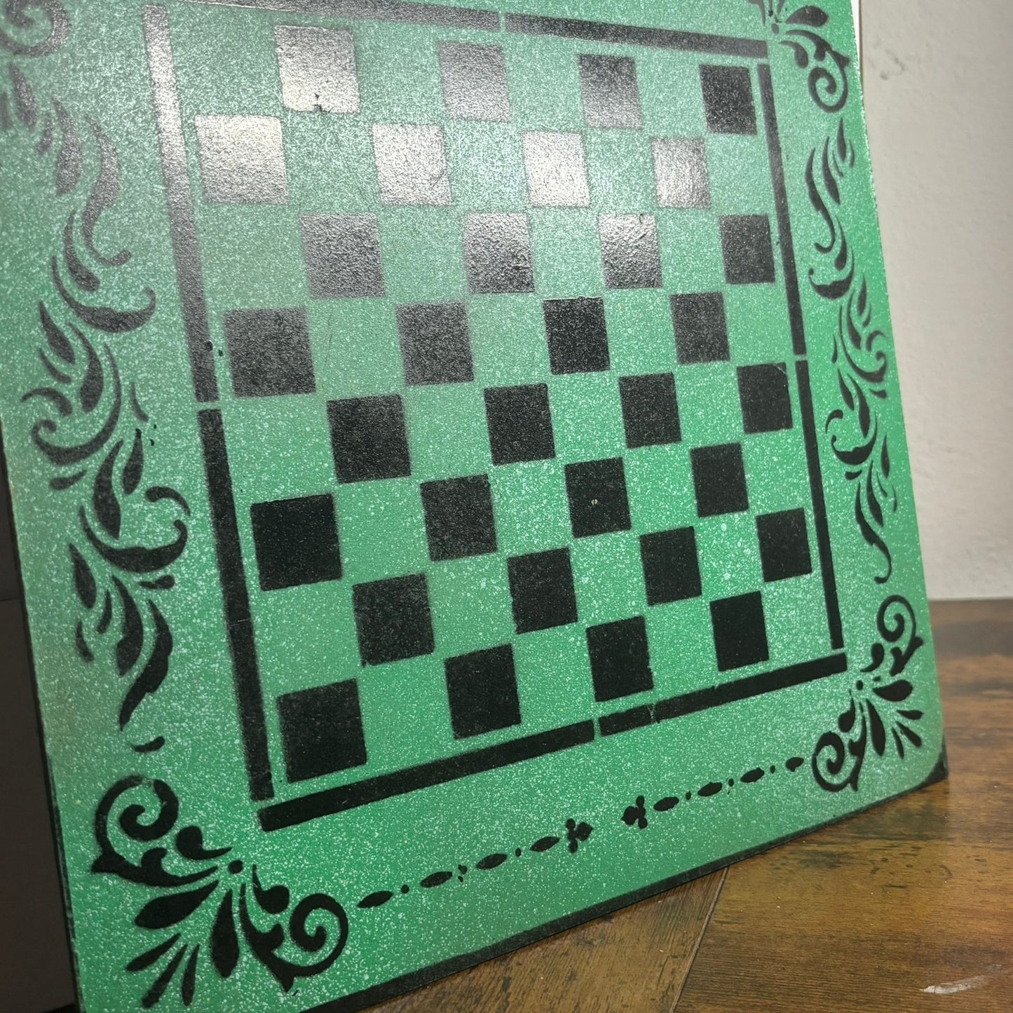 Green & Black - Painted Chess Board