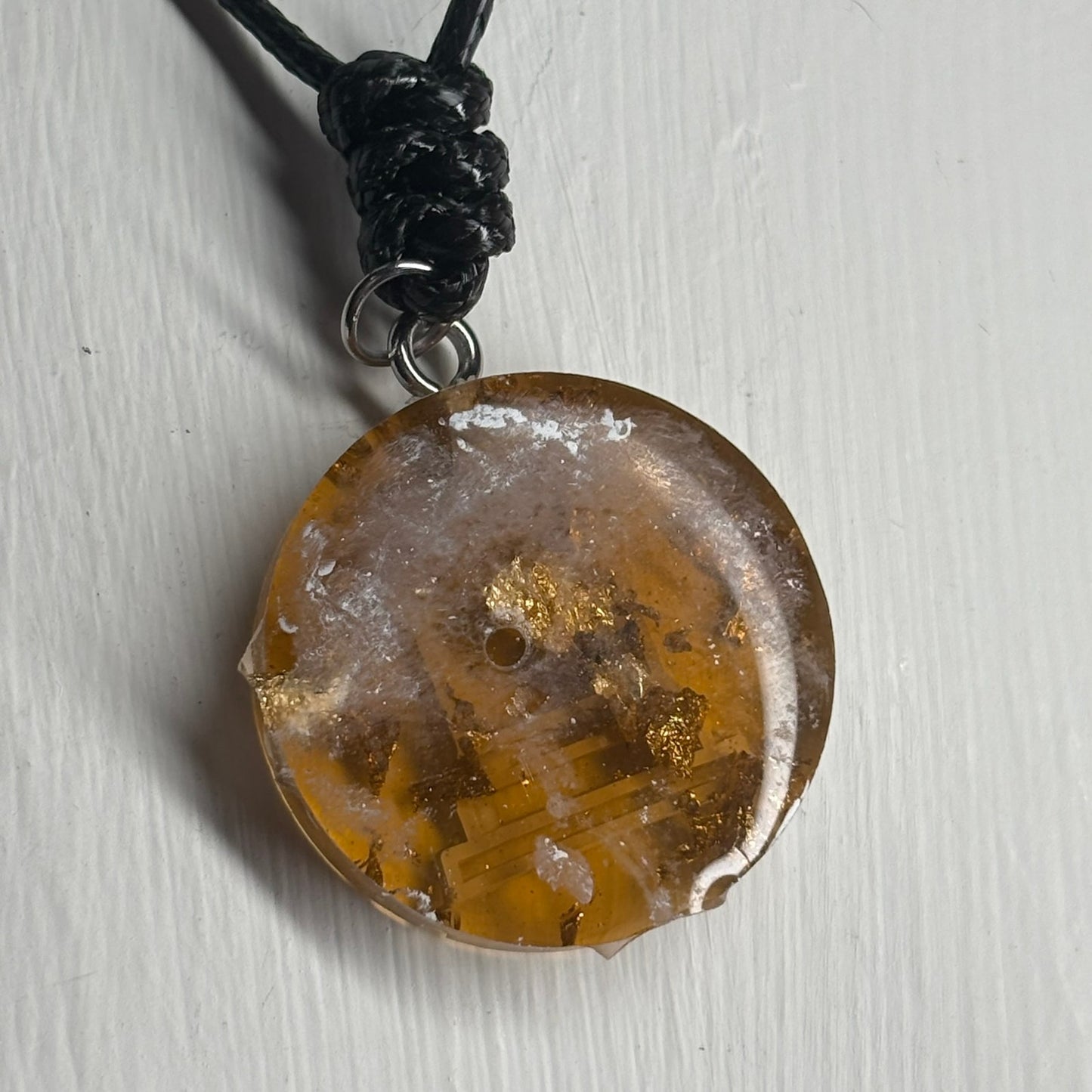Amber Crystal Rook - Handmade Resin Chess Necklace