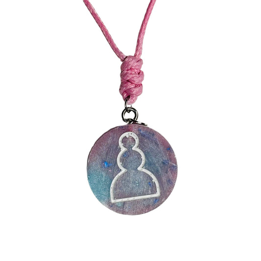 Purple & Blue Pawn - Handmade Resin Chess Necklace