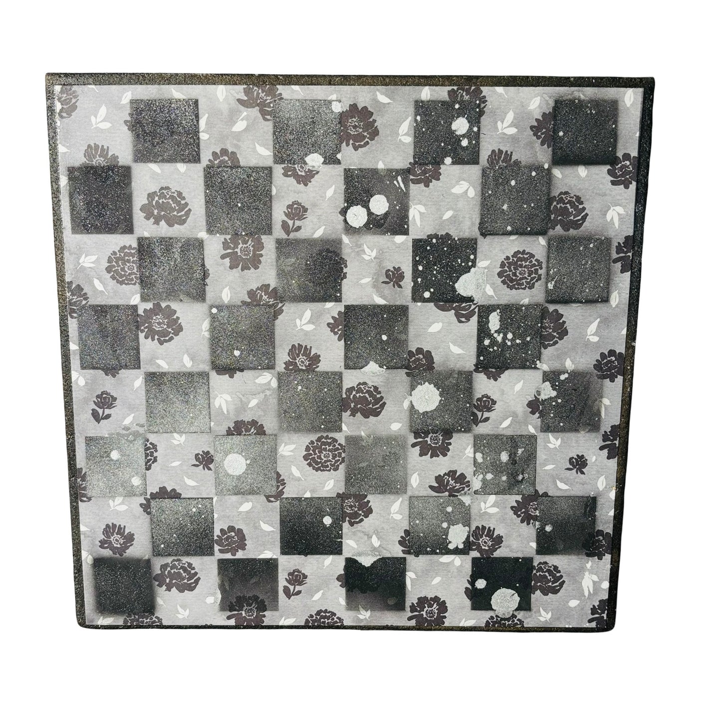 Black Ice Flowers - Scrapbook Chess Board