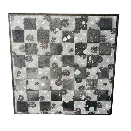 Black Ice Flowers - Scrapbook Chess Board
