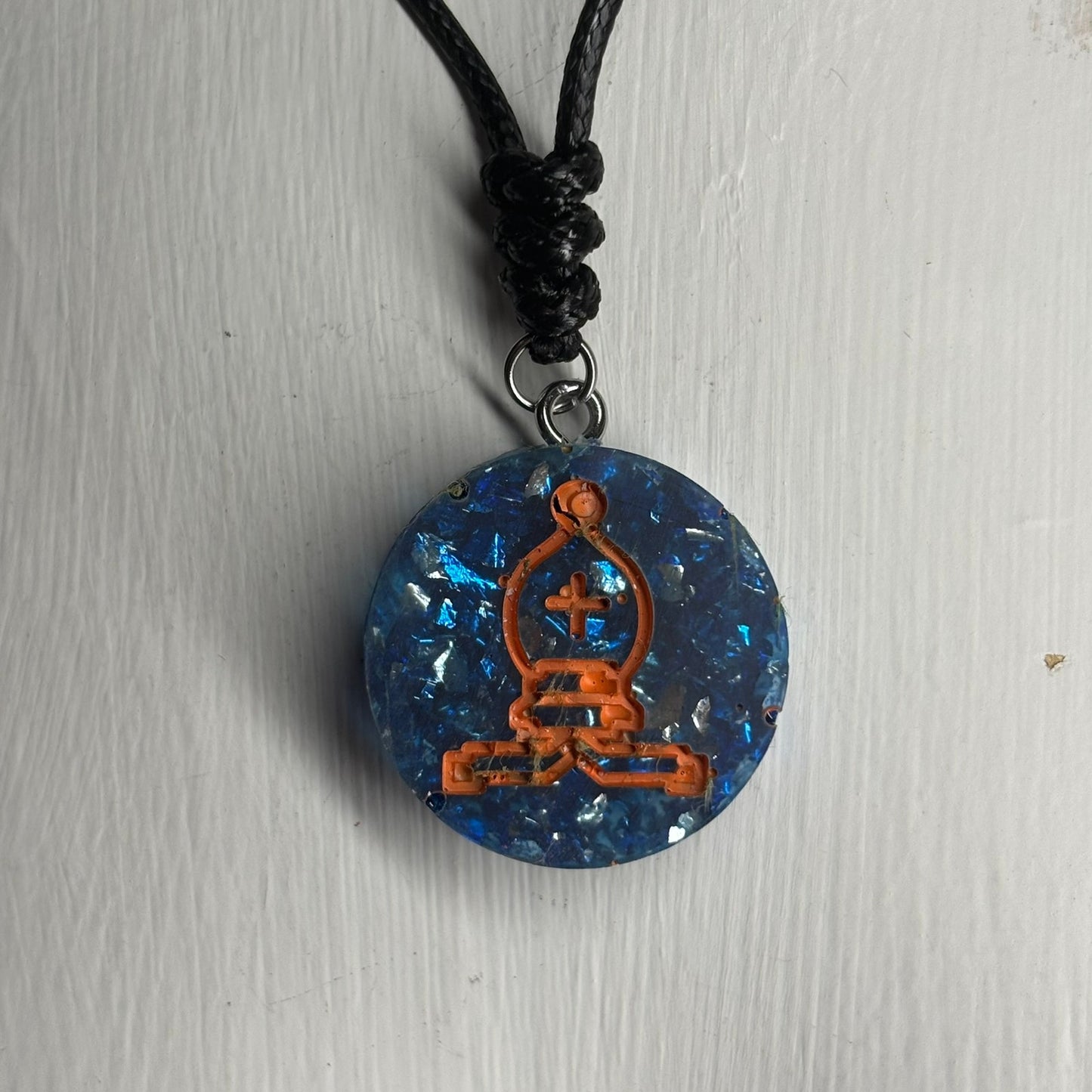 Sparkly Blue Bishop - Handmade Resin Chess Necklace