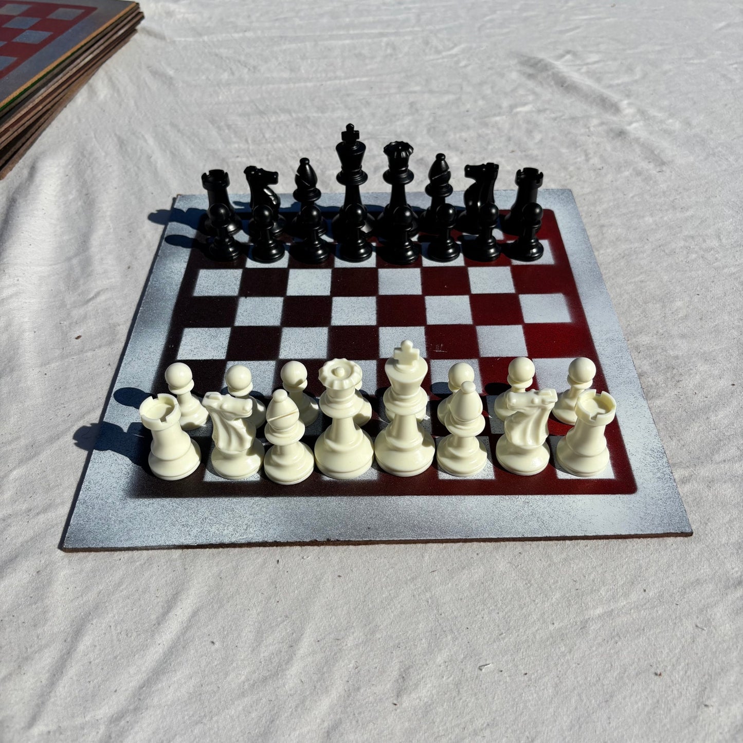 Red & White - Painted Chess Set