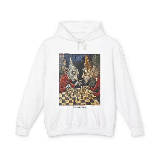 Elves Play Chess - White Chess Hoodie