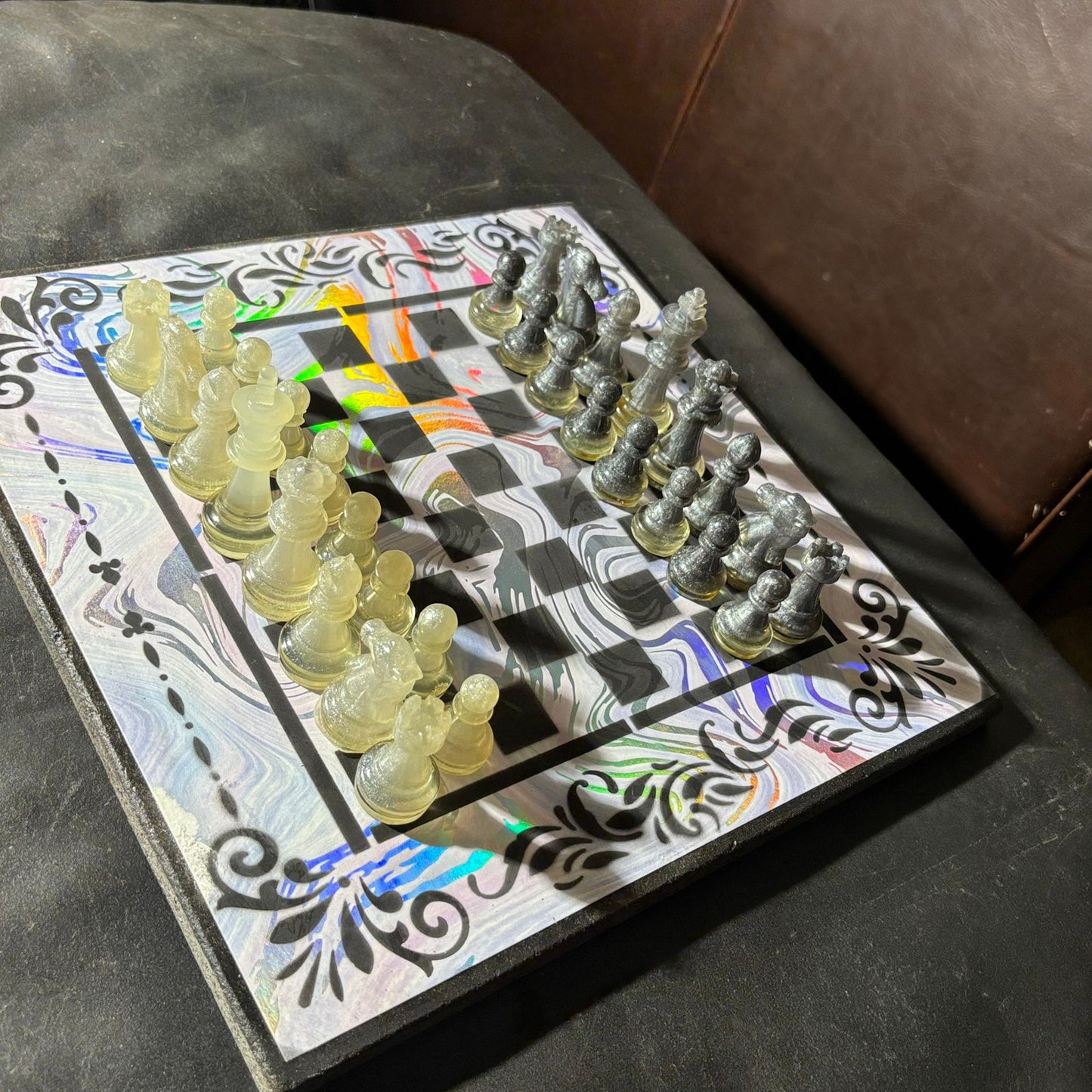 Chrome Shine Pattern - Scrapbook Chess Set