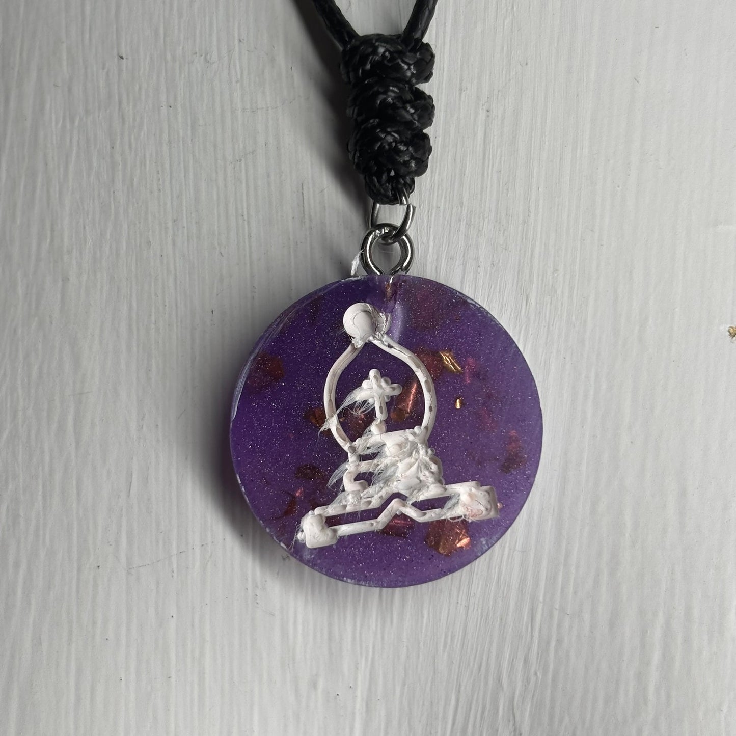 Purple Crystal Bishop - Handmade Resin Chess Necklace