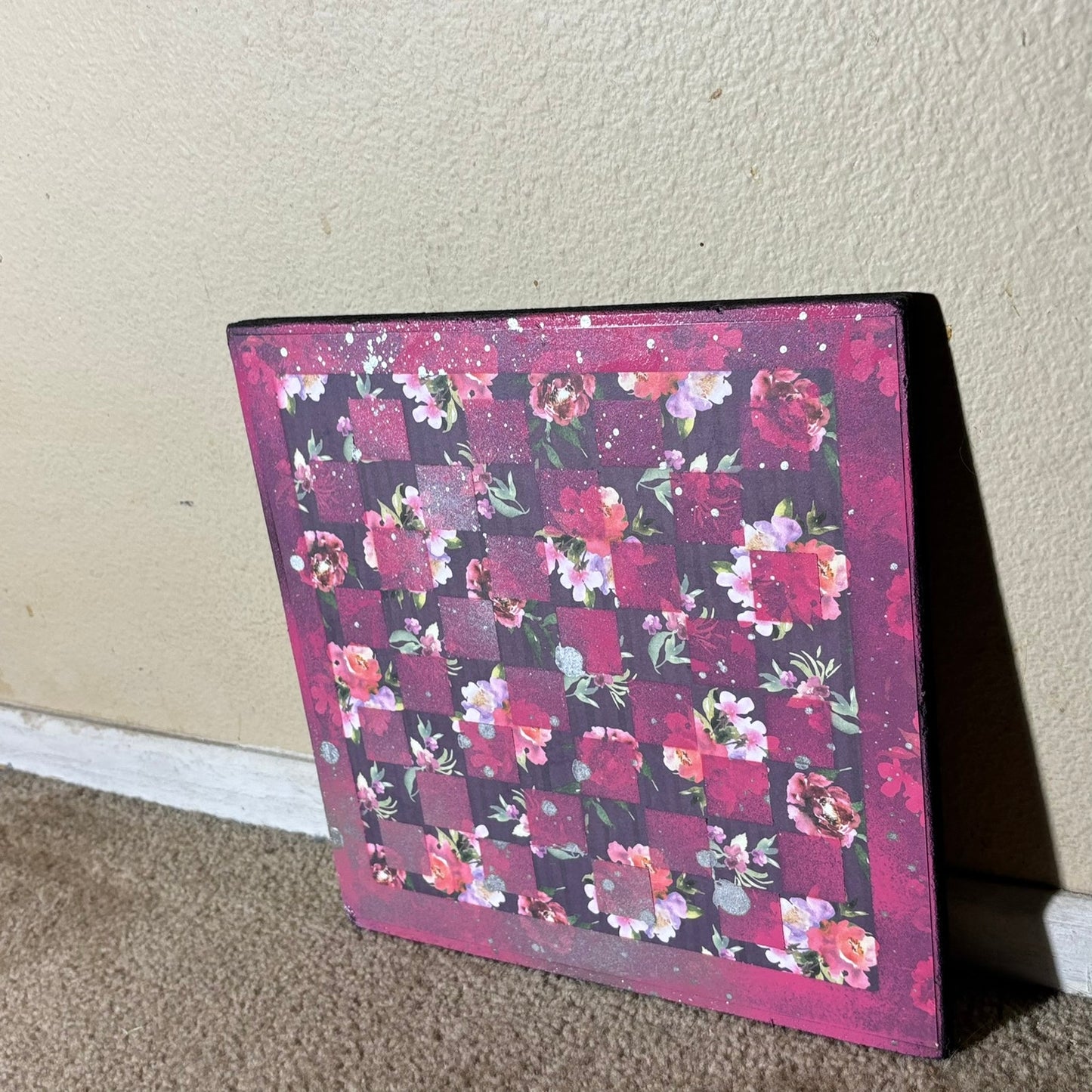 Vintage Purple Flower - Scrapbook Chess Board