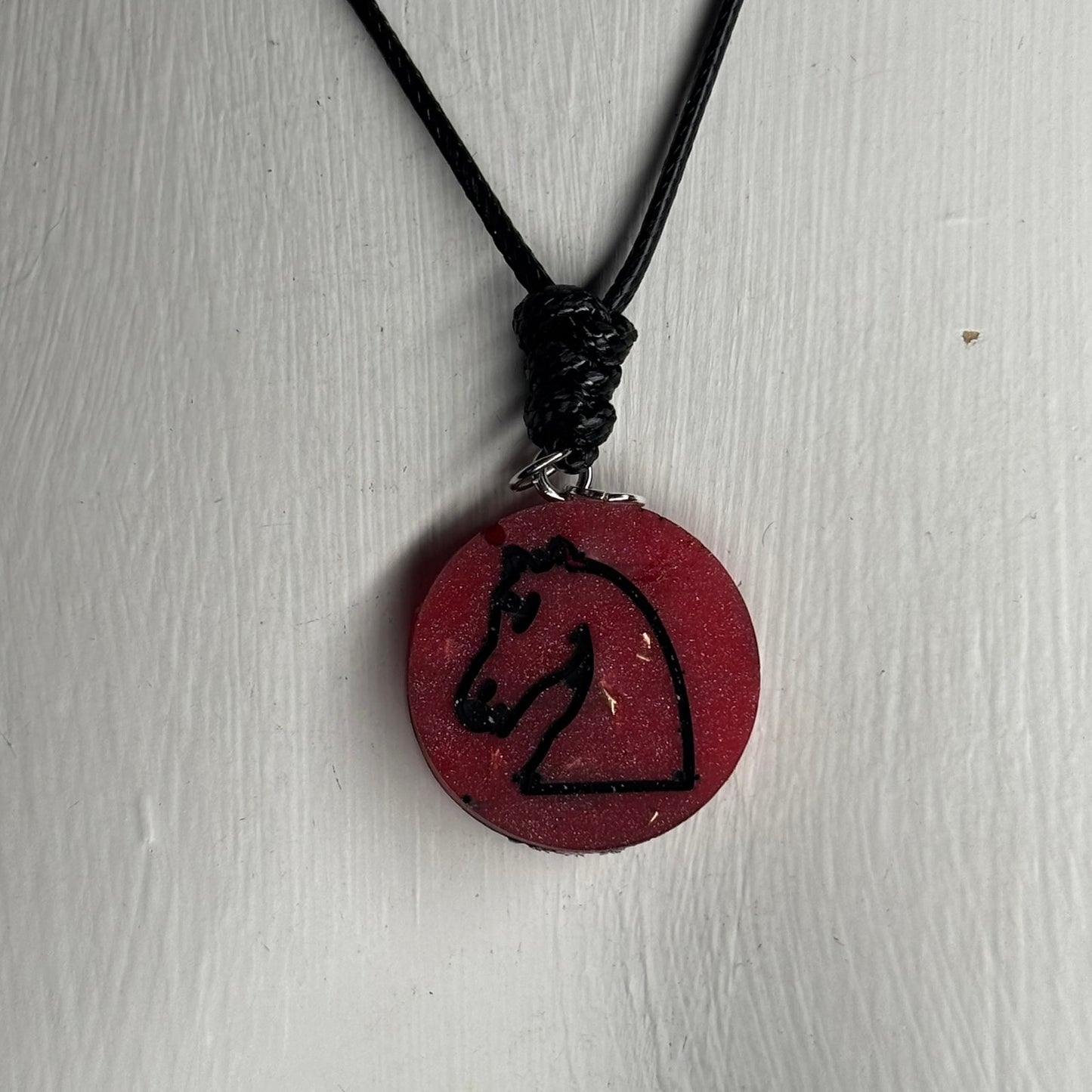 Drake Red Knight - Handmade Resin Chess Necklace