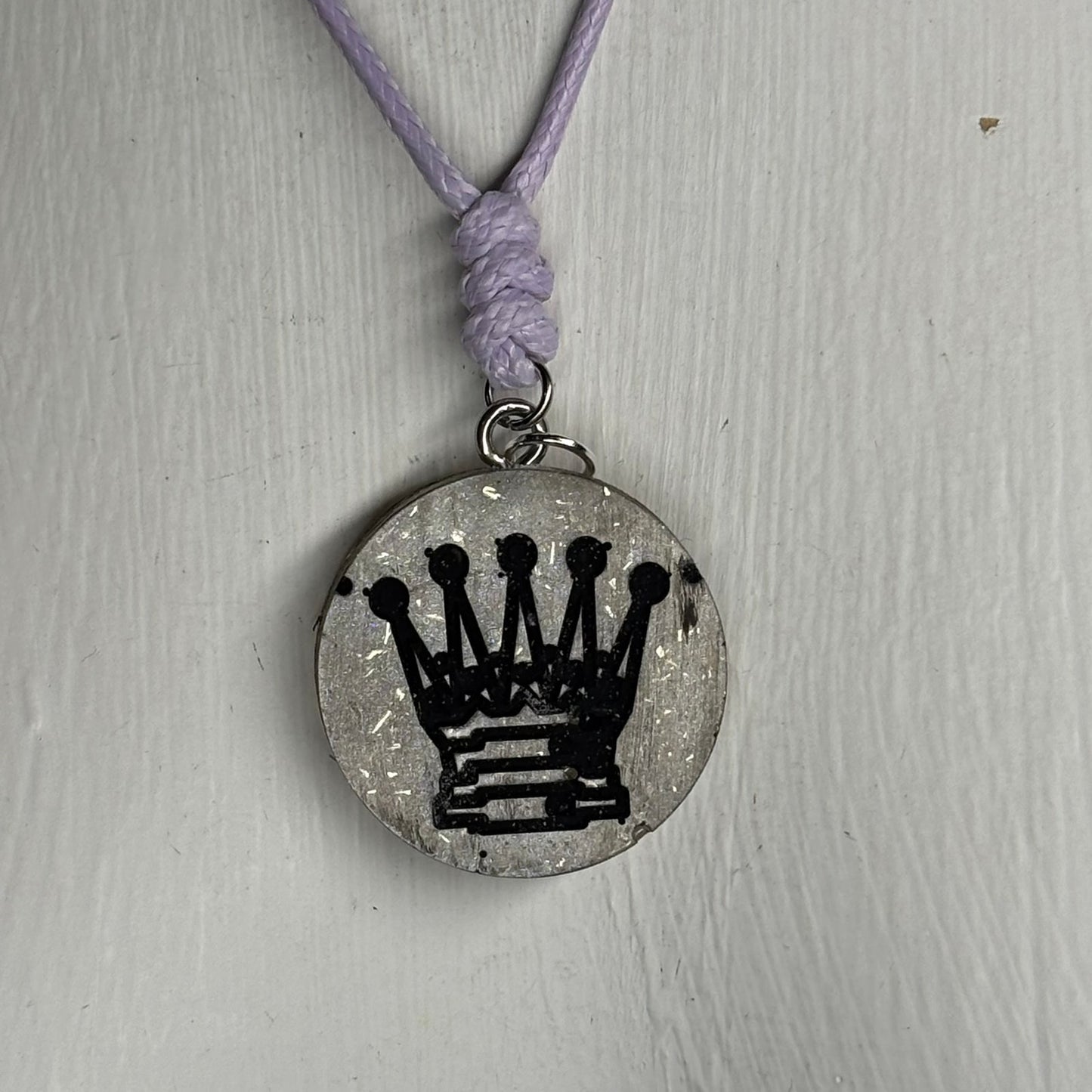 Gray Queen - Handmade Resin Chess Necklace