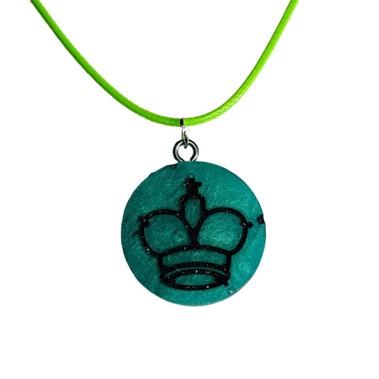 Dark Green King - Handmade Resin Chess Necklace
