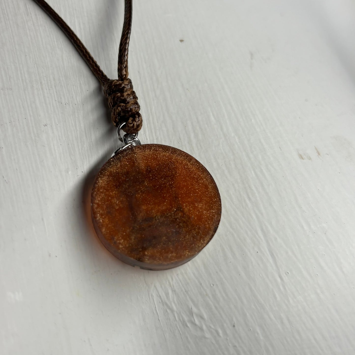 Amber Brown Rook - Handmade Resin Chess Necklace