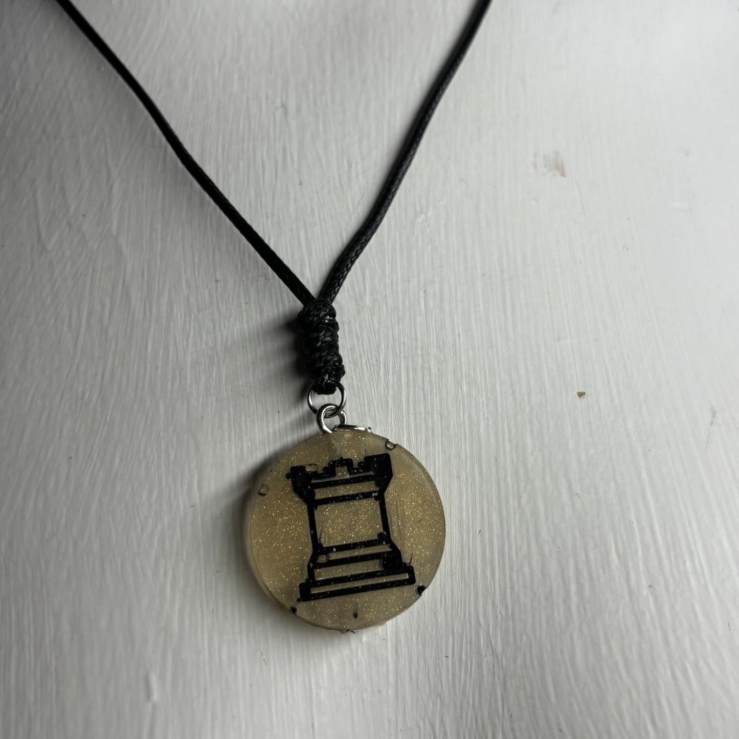 Dark Yellow Rook - Handmade Resin Chess Necklace