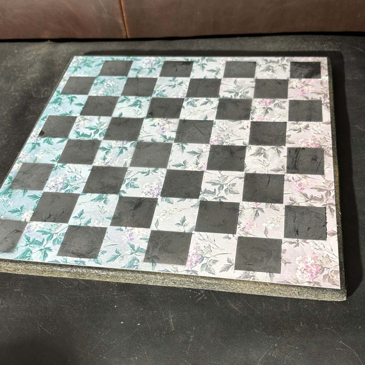 Minty Flowers - Scrapbook Chess Board