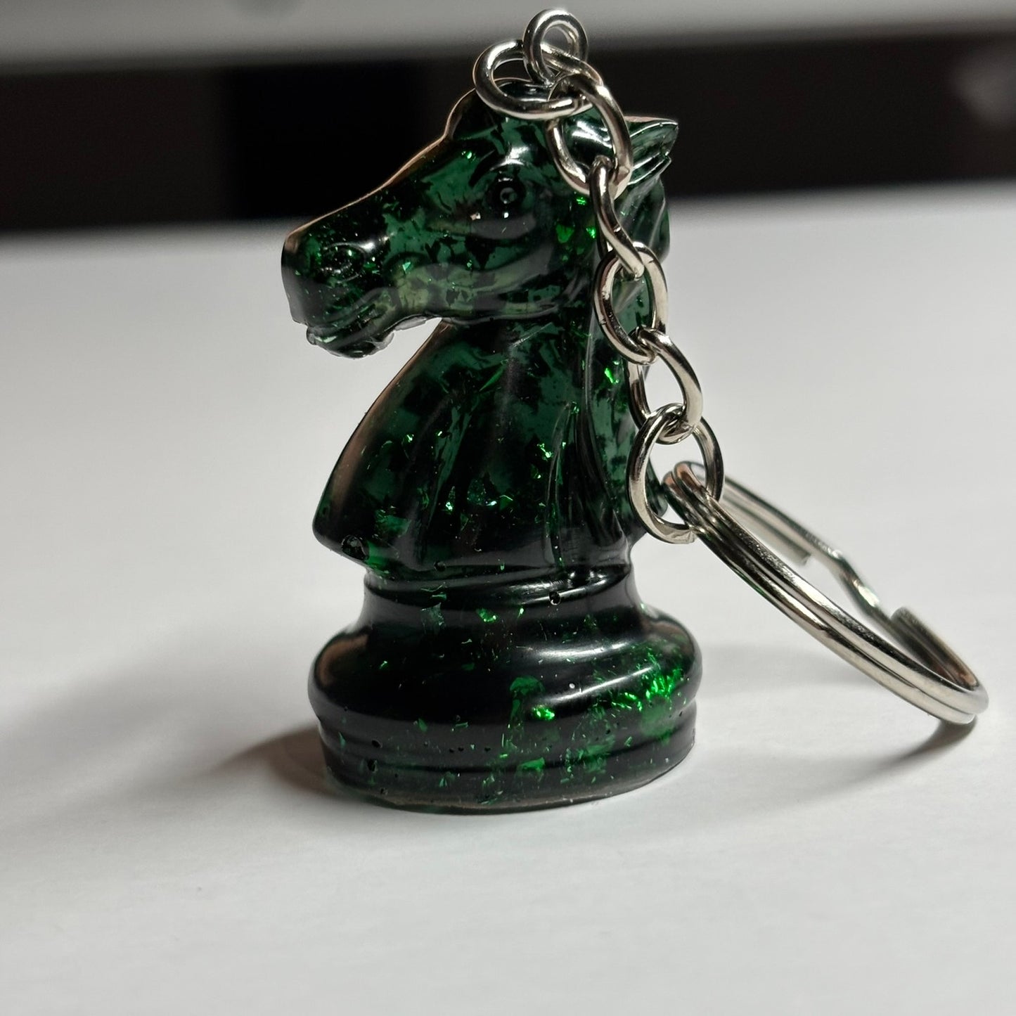 Dark Green Crystal Knight - Handmade Resin Keychain