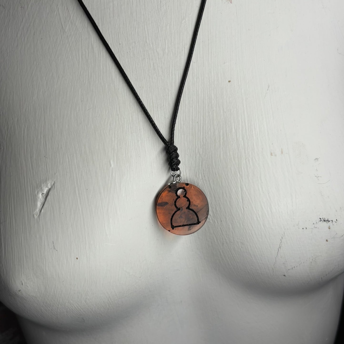 Translucent War Orange Pawn - Handmade Resin Chess Necklace