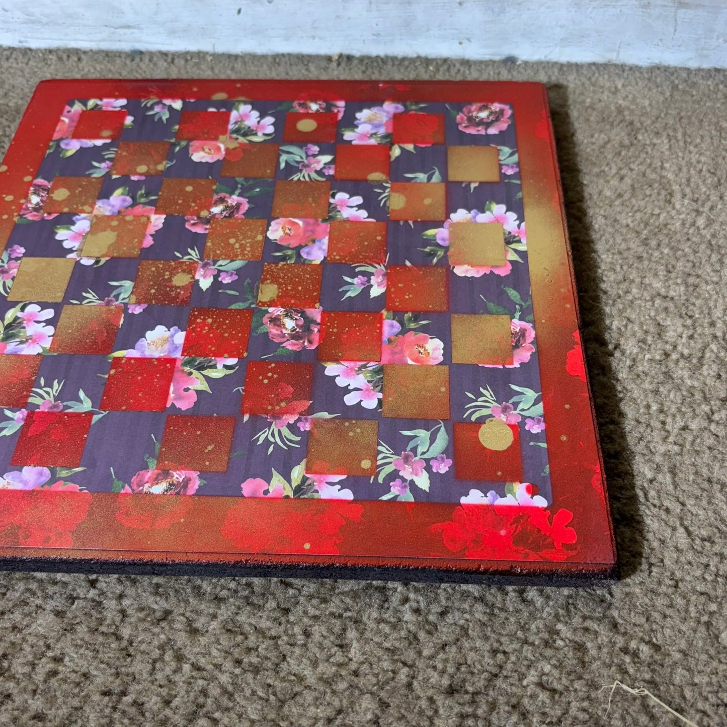 Vintage Golden Red - Scrapbook Chess Board