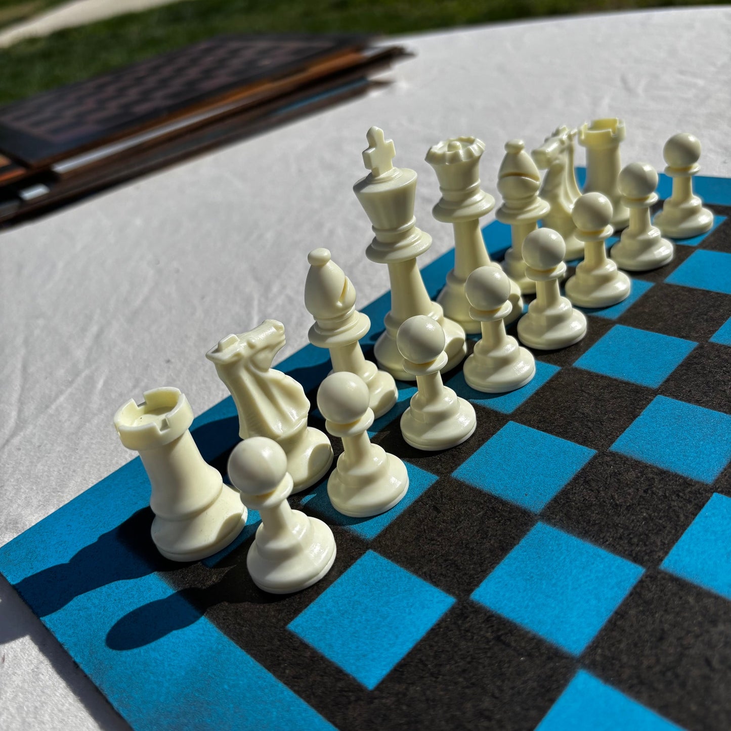 Blue & Black - Painted Chess Set
