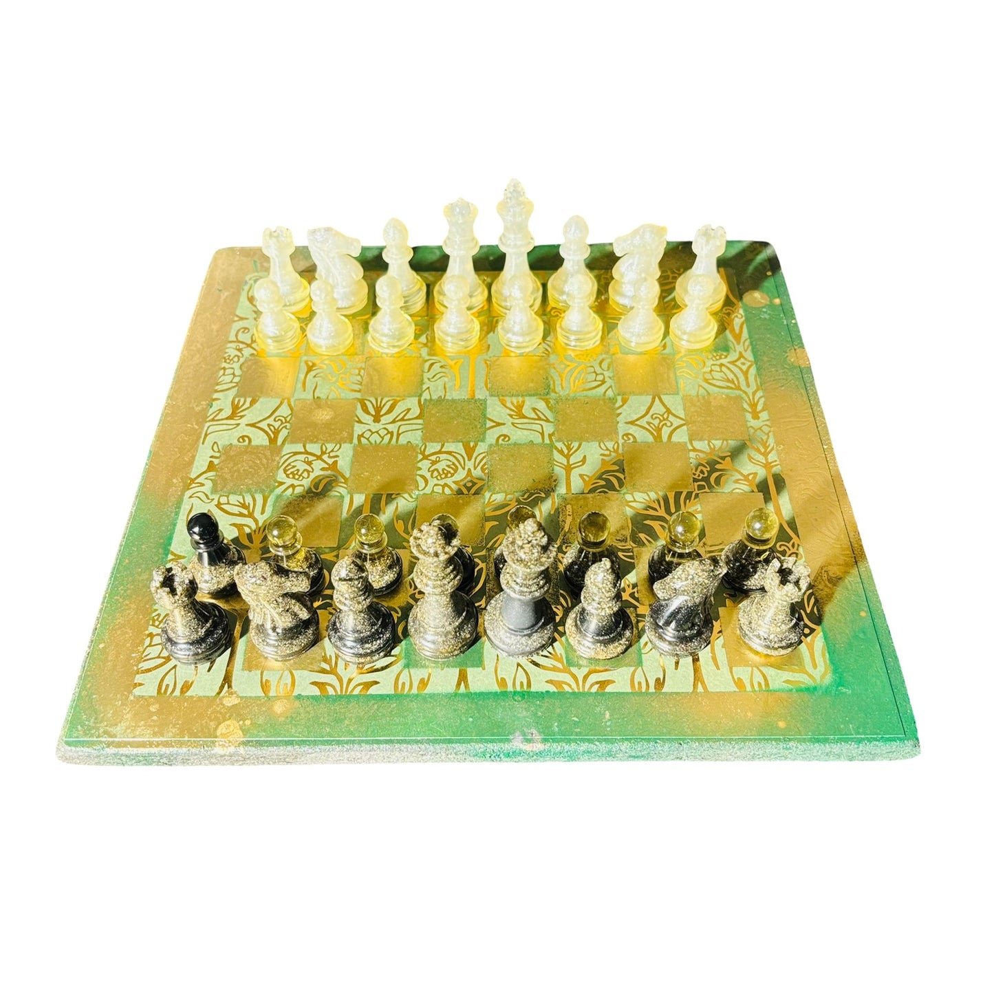 Golden Green Vintage - Scrapbook Chess Set