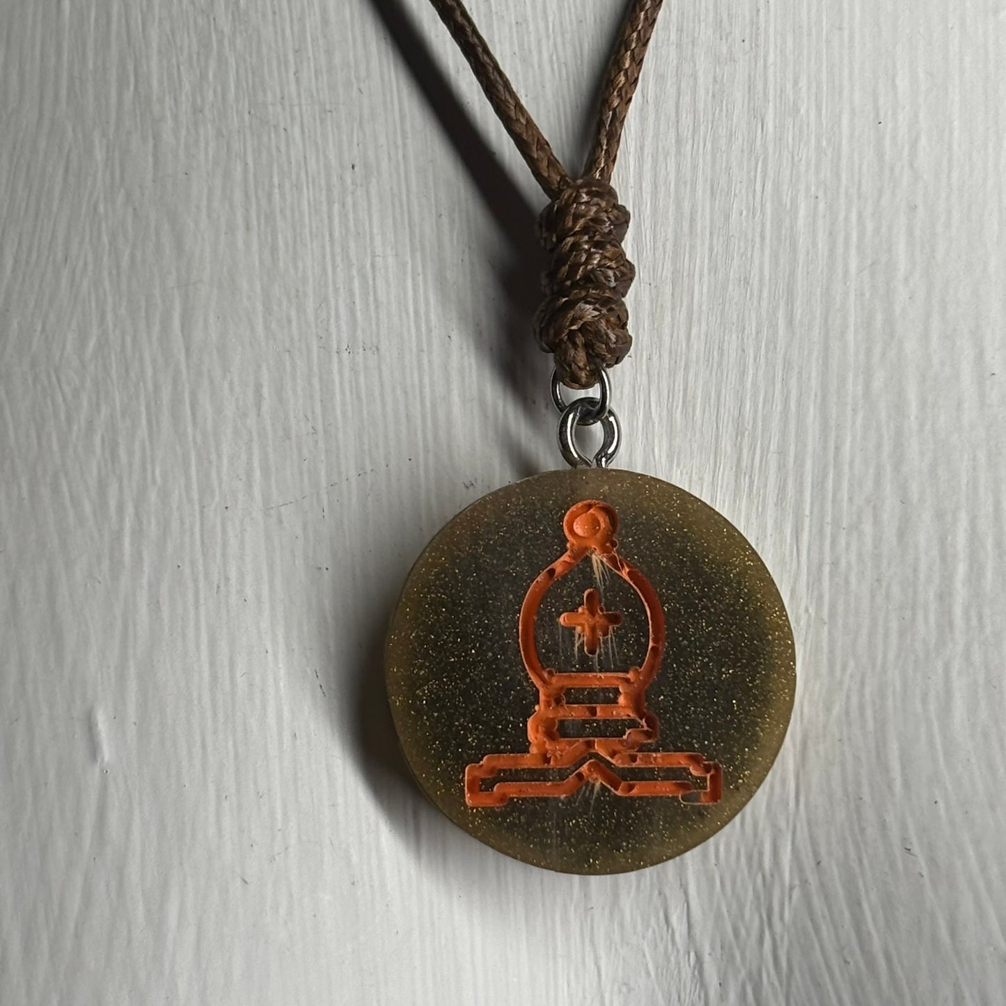 Coffee Brown Bishop - Handmade Resin Chess Necklace