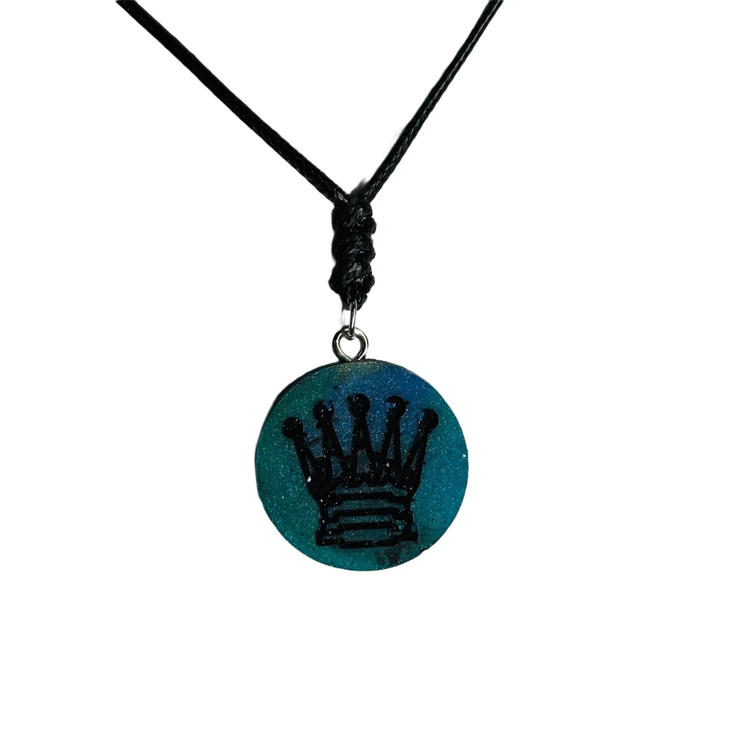 Dark Blue King - Handmade Resin Chess Necklace