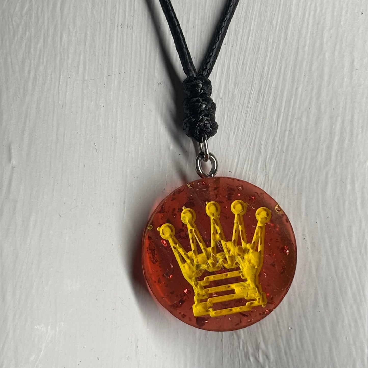 Crystal Red Queen - Handmade Resin Chess Necklace