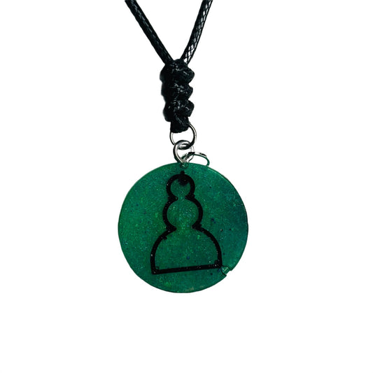 Green pawn - Handmade Resin Chess Necklace