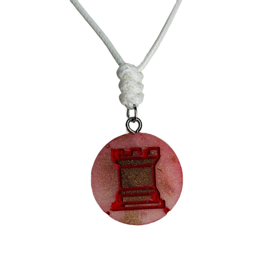 Space Red Rook - Handmade Resin Chess Necklace