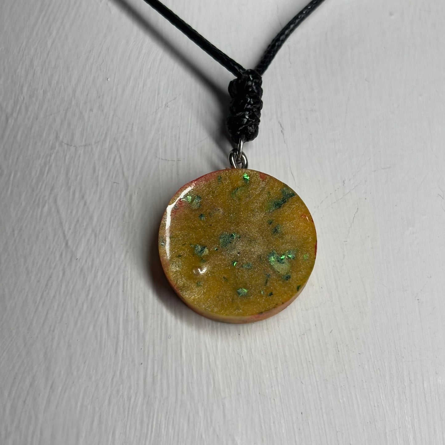 Yellow Royal Reds Rook - Handmade Resin Chess Necklace