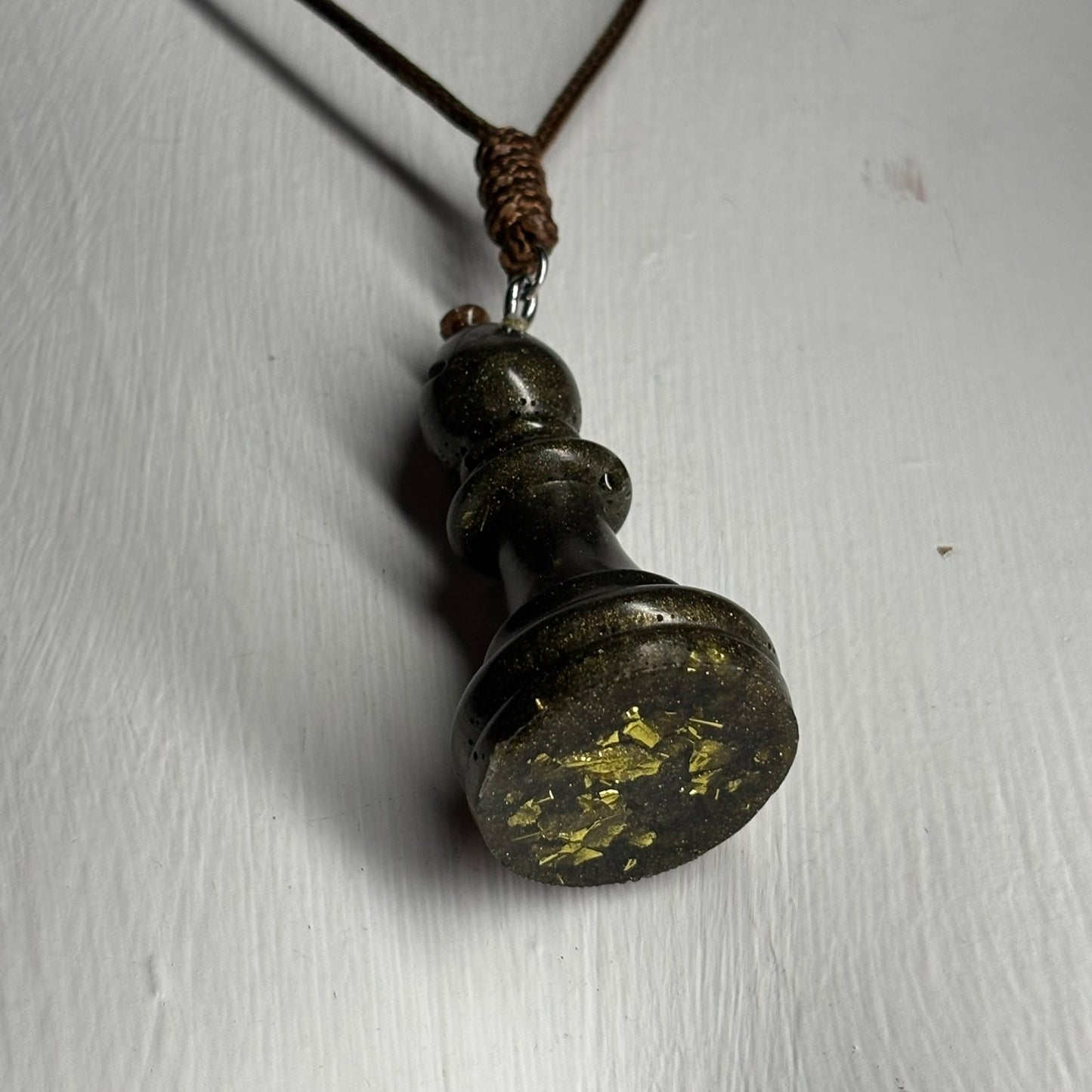 Dark Green Bishop - Handmade Resin Chess Necklace
