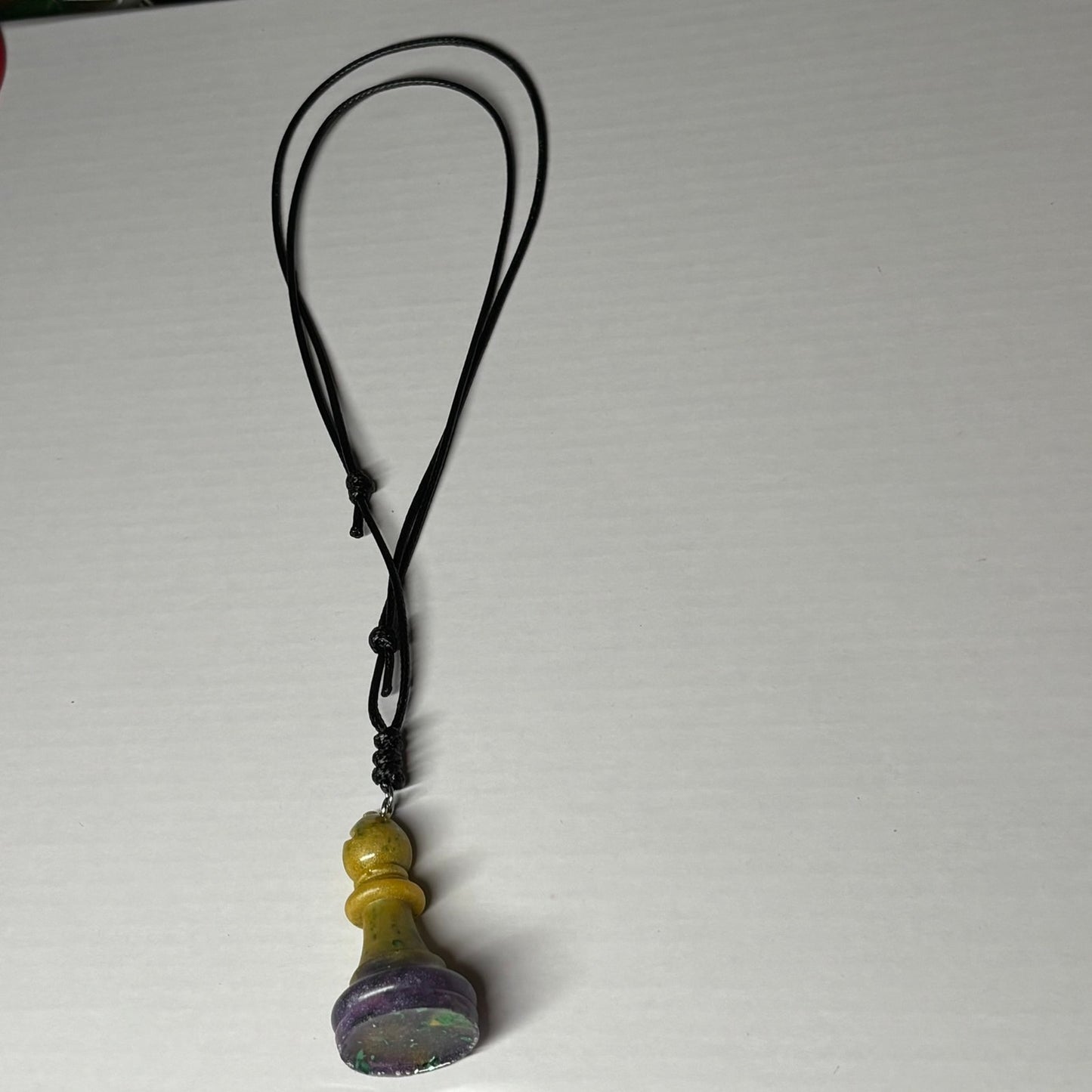 Yellow & Purple Royal Bishop - Handmade Resin Chess Necklace