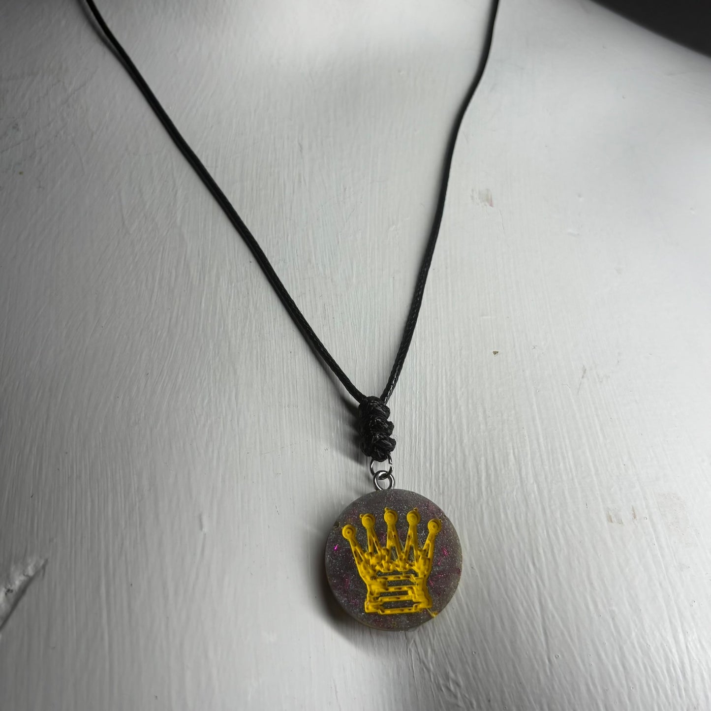Purple Crystal Queen - Handmade Resin Chess Necklace