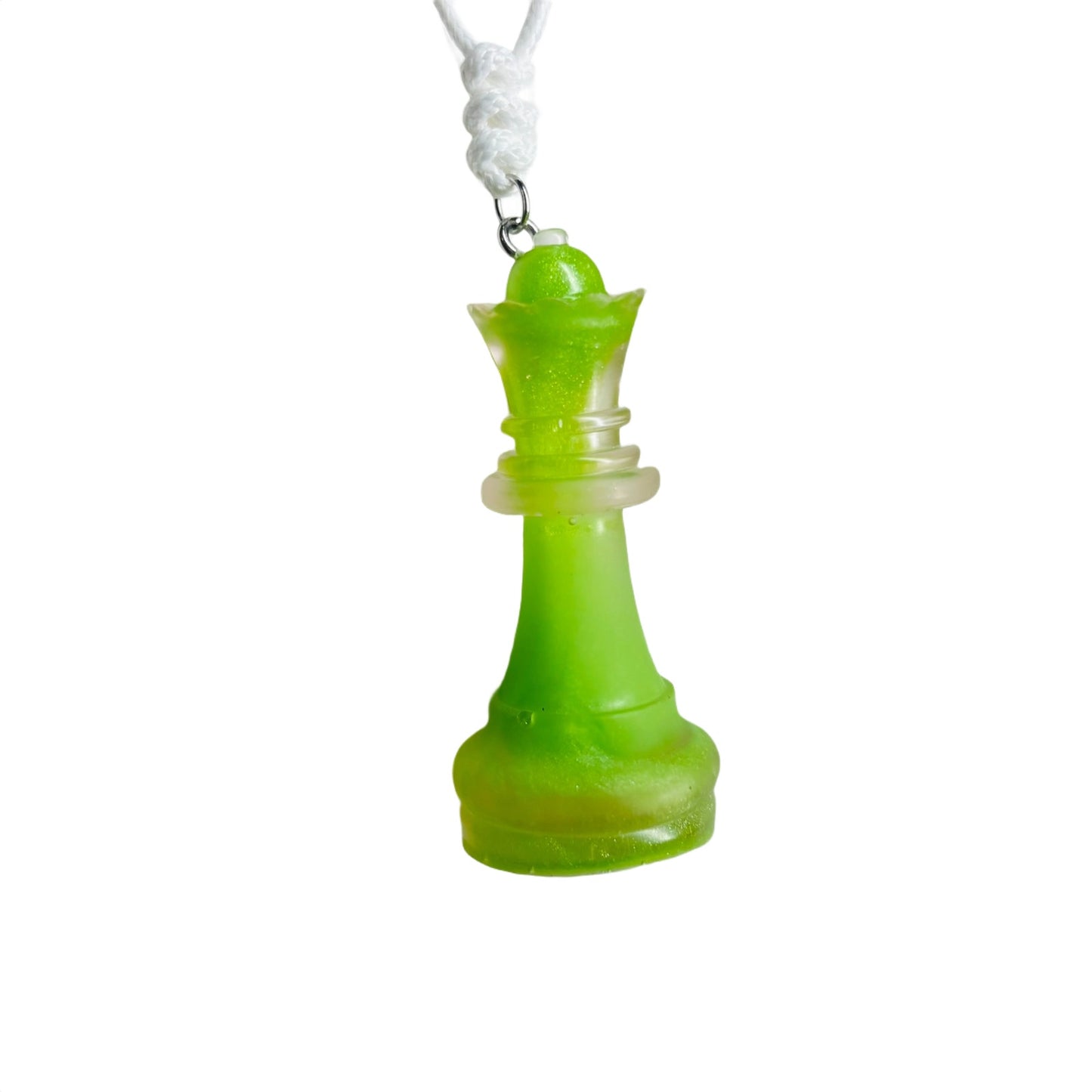 Lemon Green Queen - Handmade Resin Chess Necklace