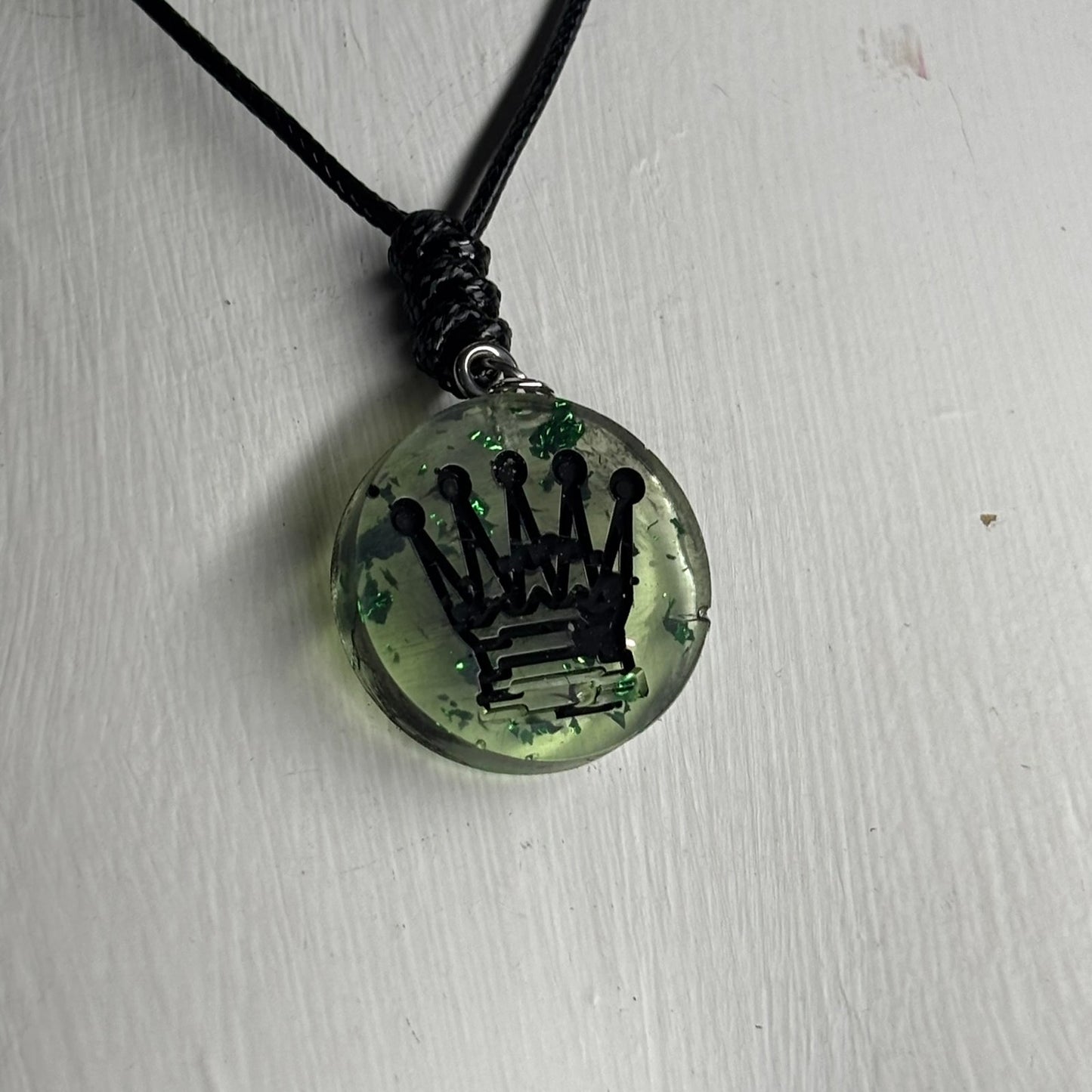 Fantastic Green Queen - Handmade Resin Chess Necklace