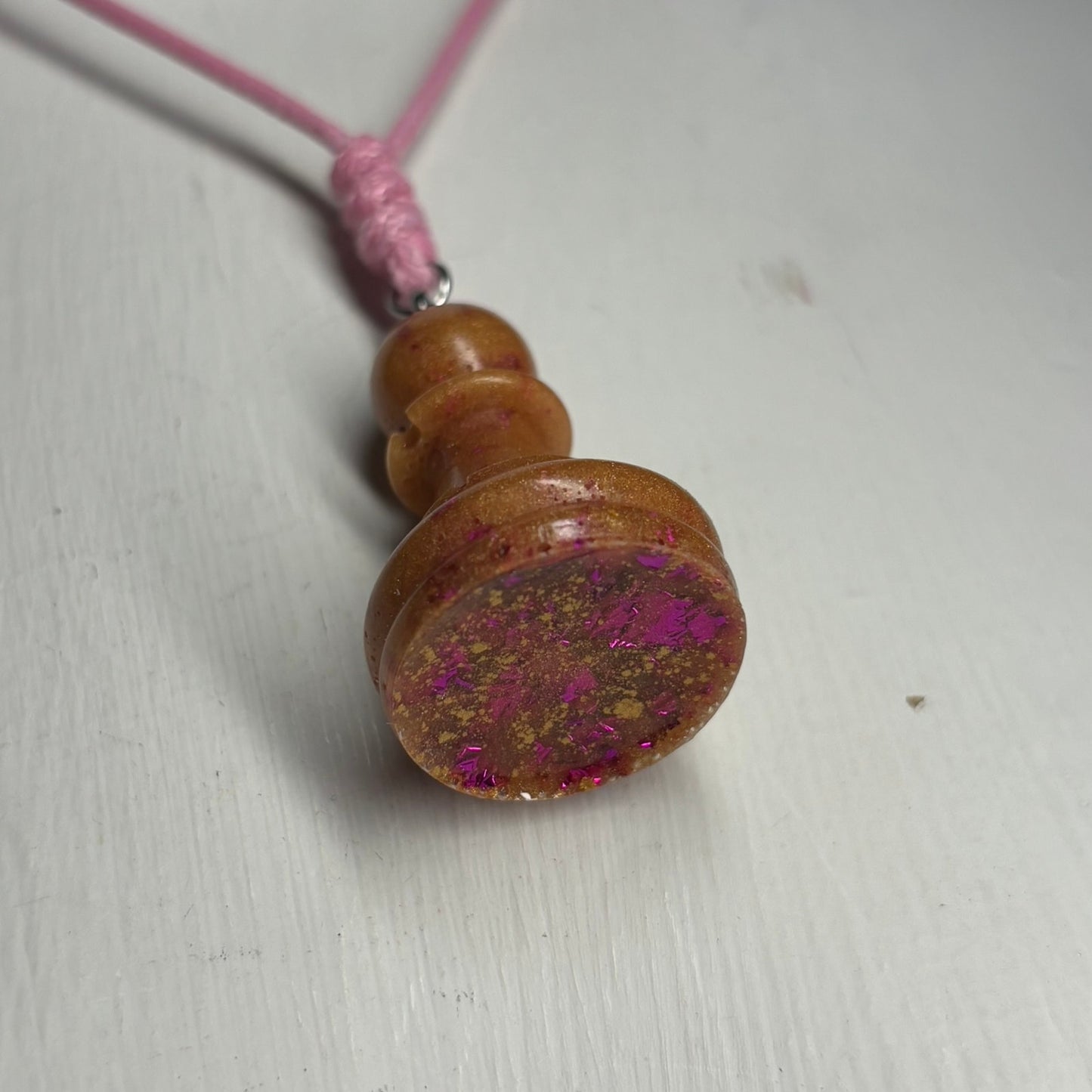Pink Royal Pawn - Handmade Resin Chess Necklace