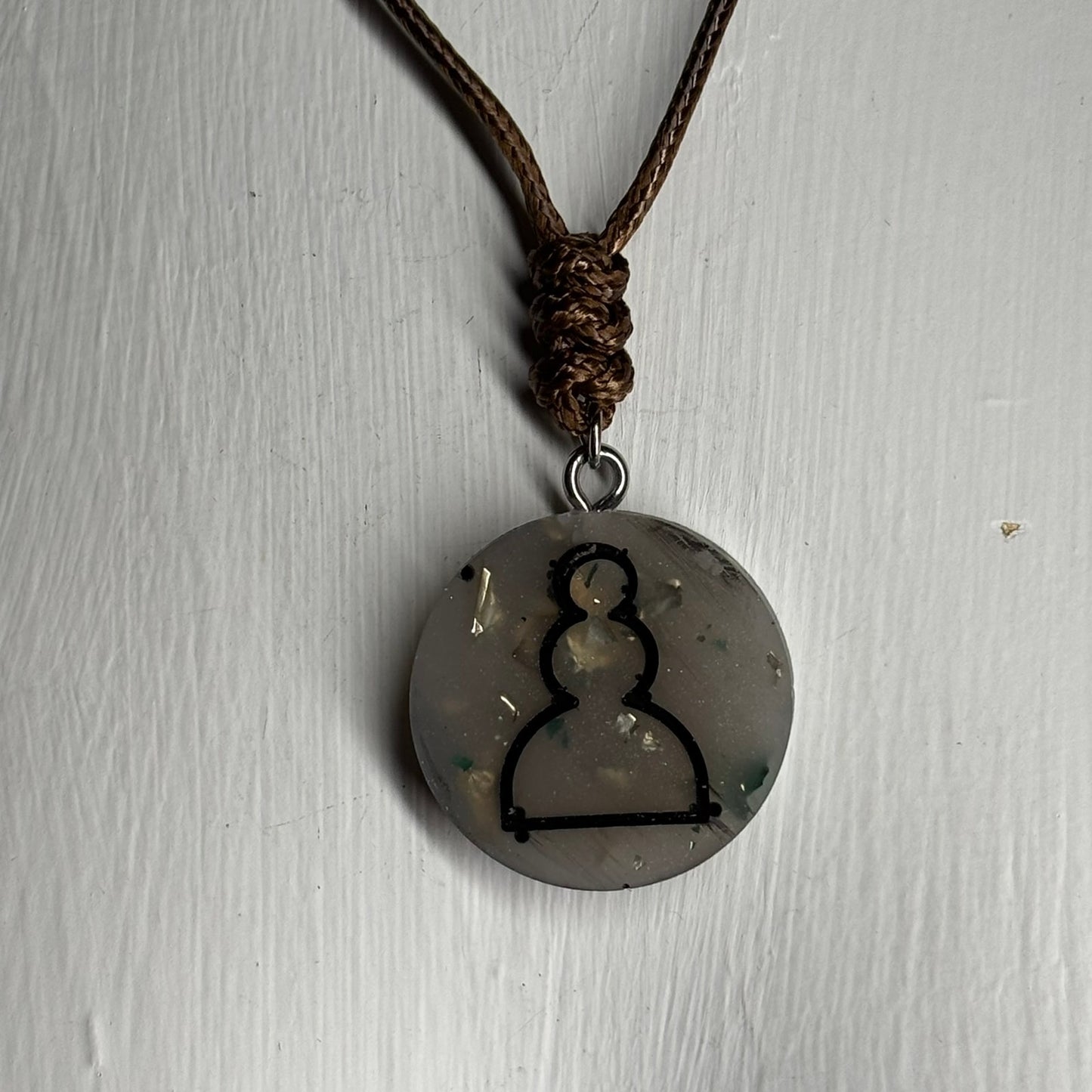 Brown Crystal Pawn - Handmade Resin Chess Necklace