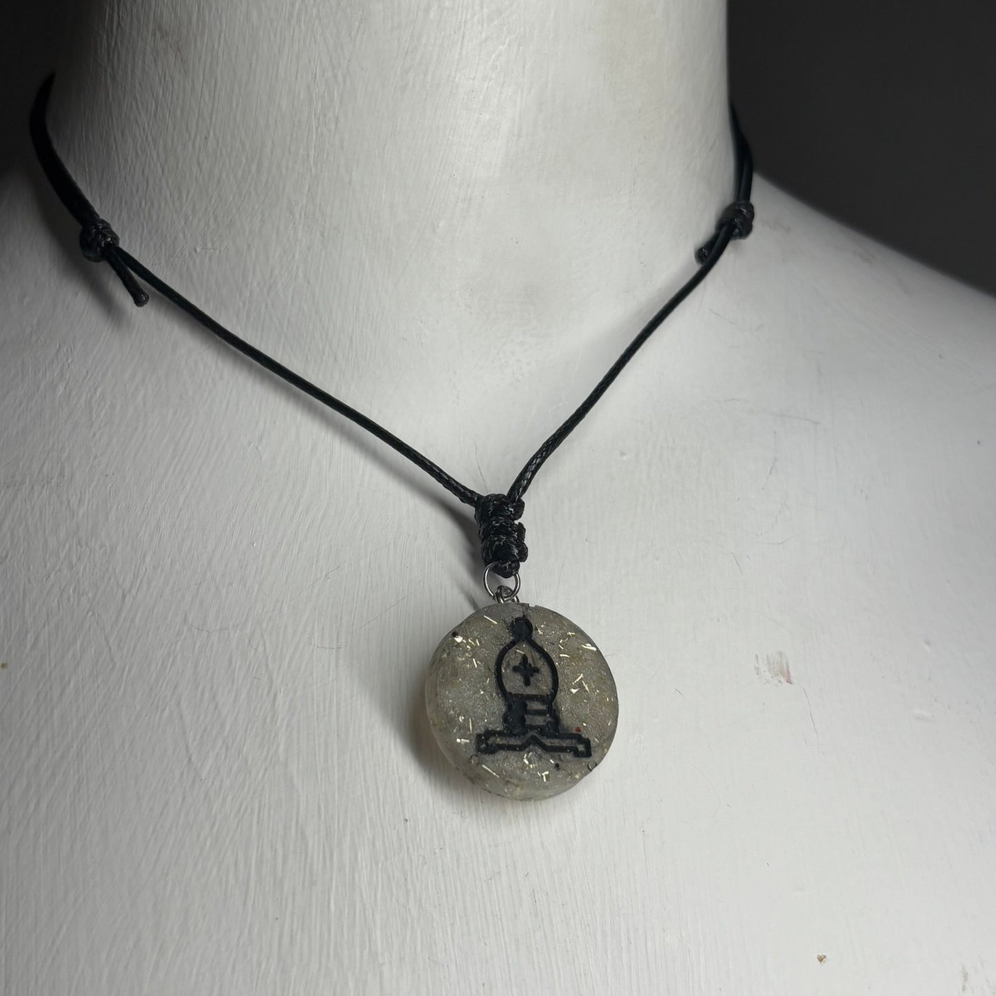 Crystal White Bishop - Handmade Resin Chess Necklace