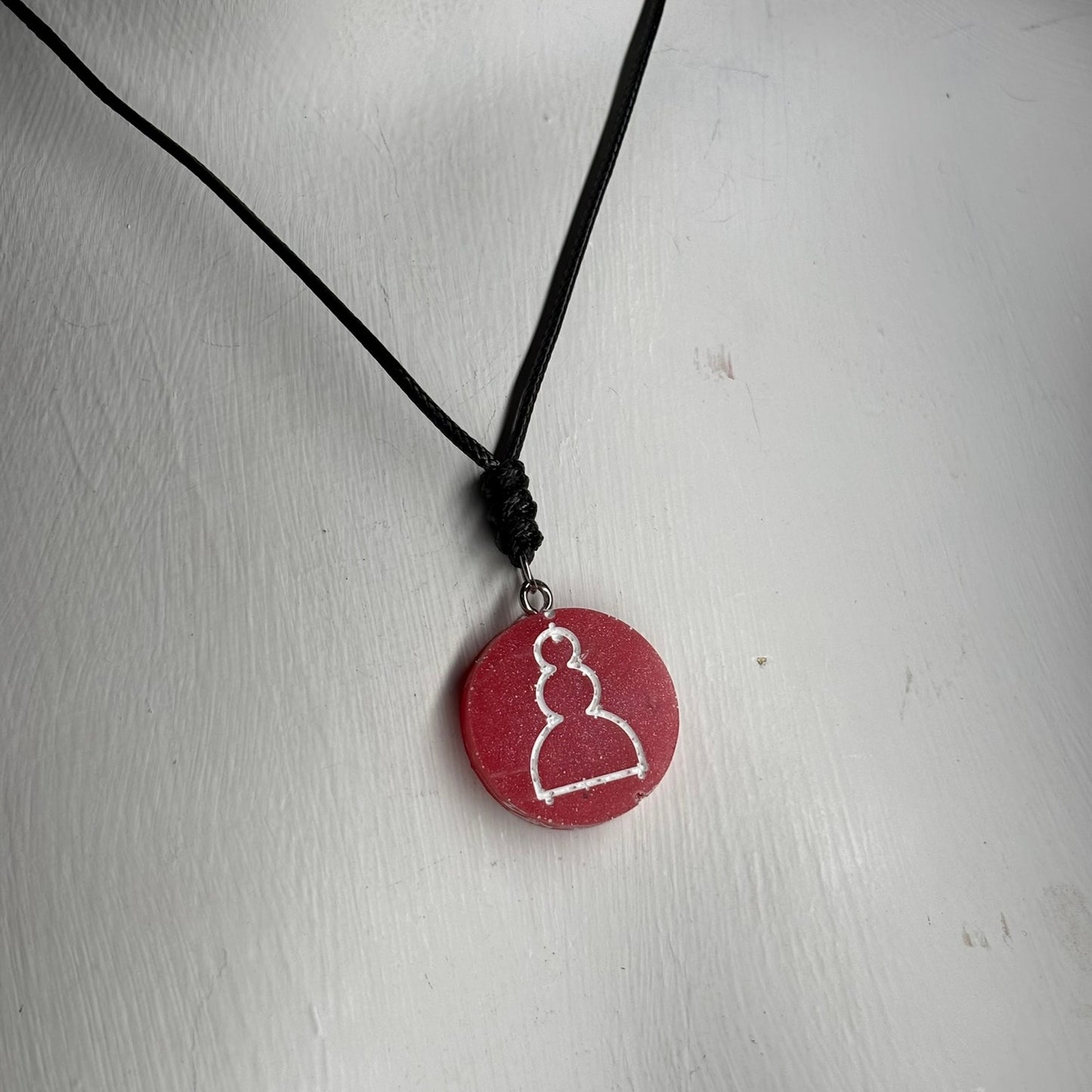 Red Cherry Pawn - Handmade Resin Chess Necklace