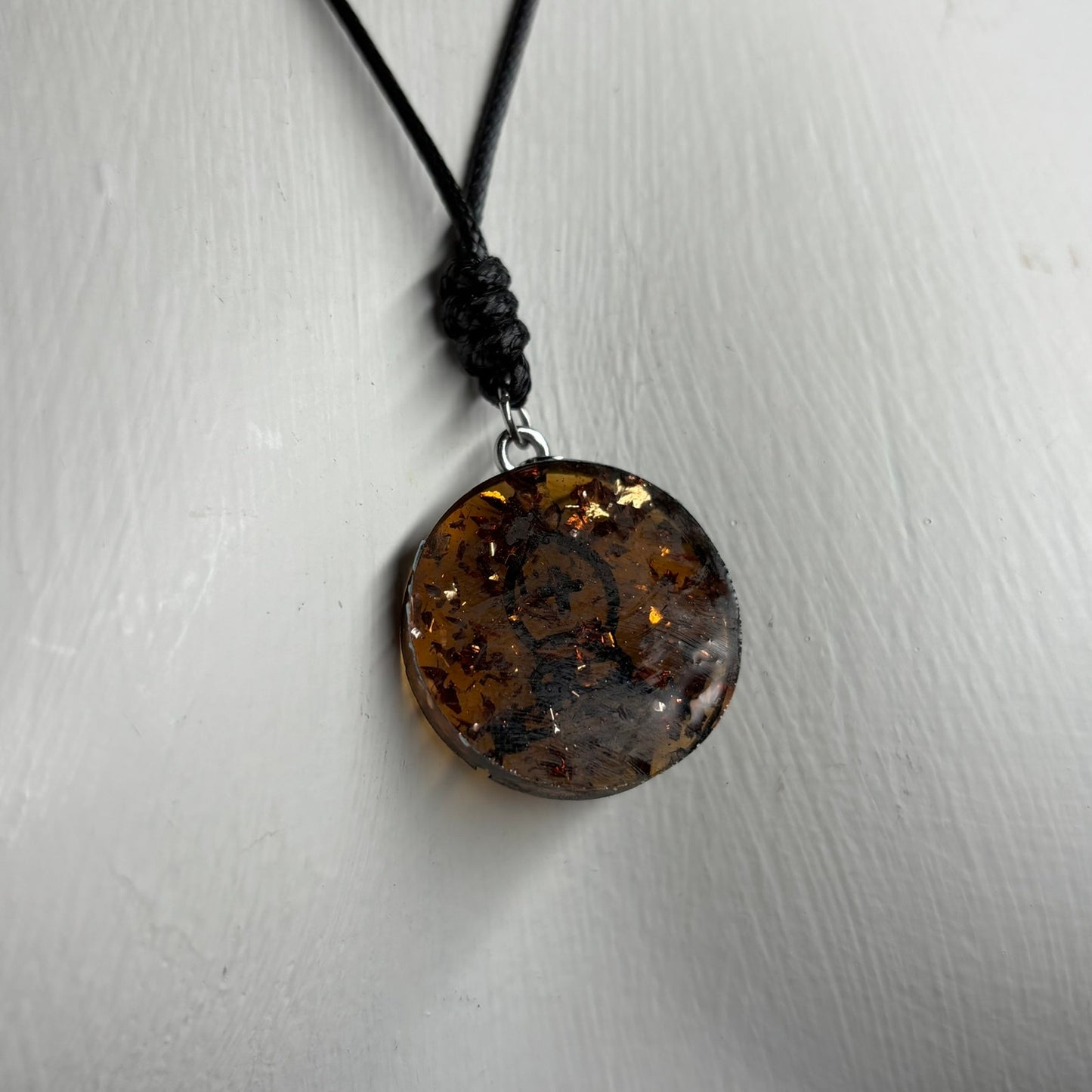 Dark Amber Bishop - Handmade Resin Chess Necklace
