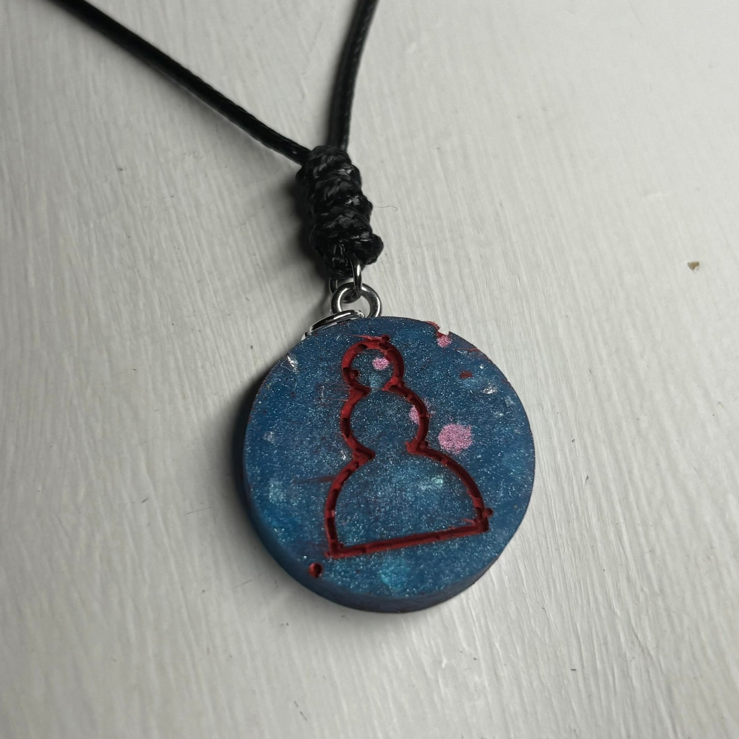 Bubbly Blue Pawn - Handmade Resin Chess Necklace
