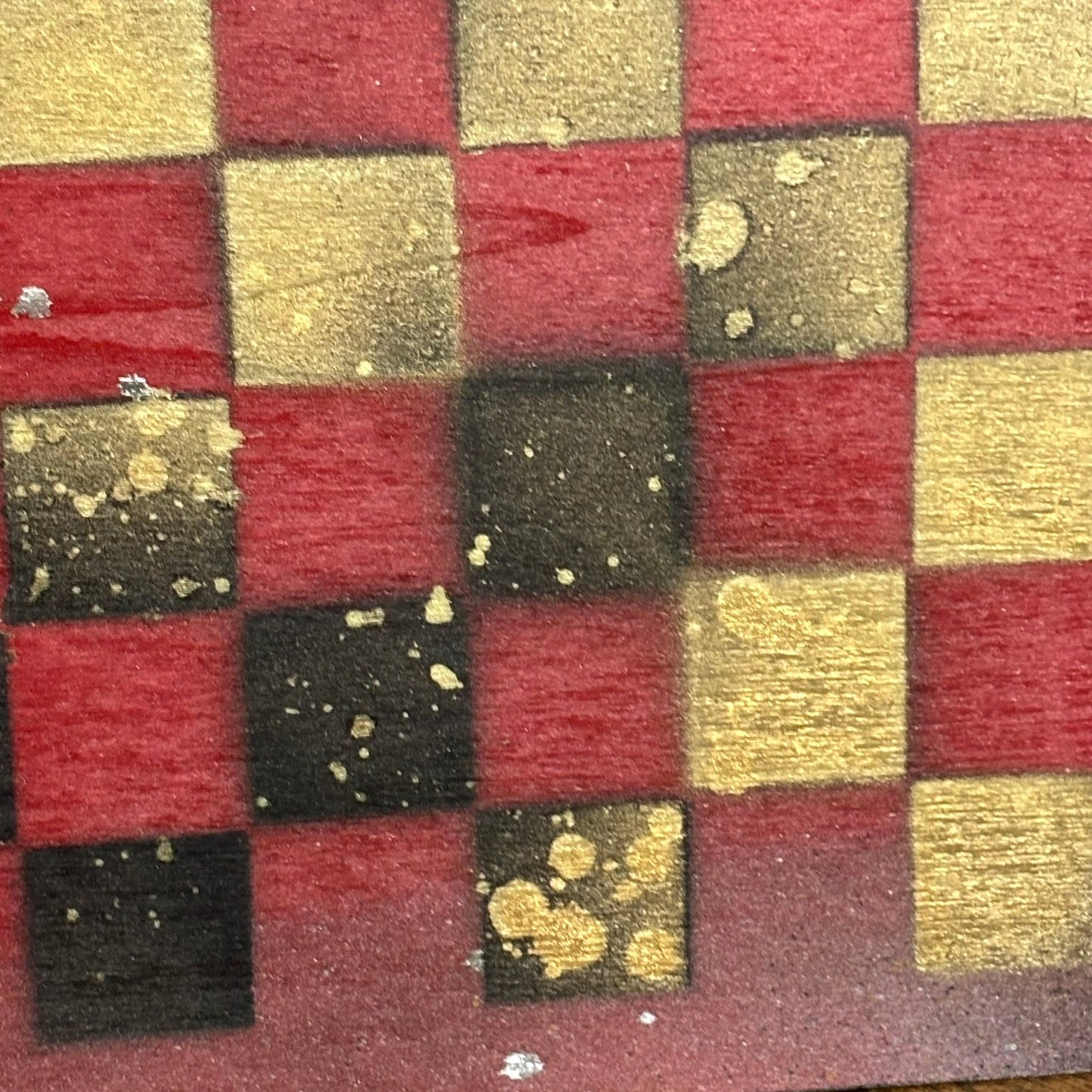 Red Golden Black - Painted Thin Wooden Chess Board