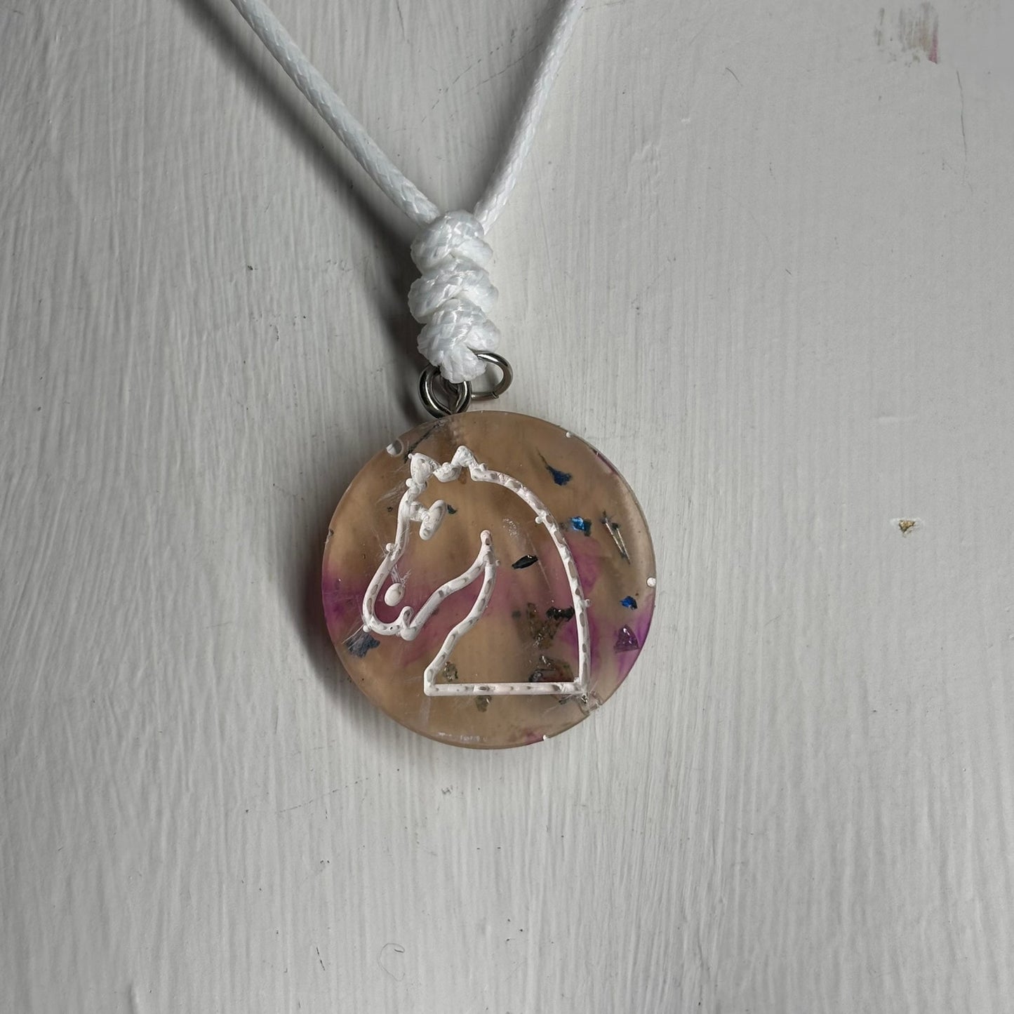 Champagne Yellow Knight - Handmade Resin Chess Necklace