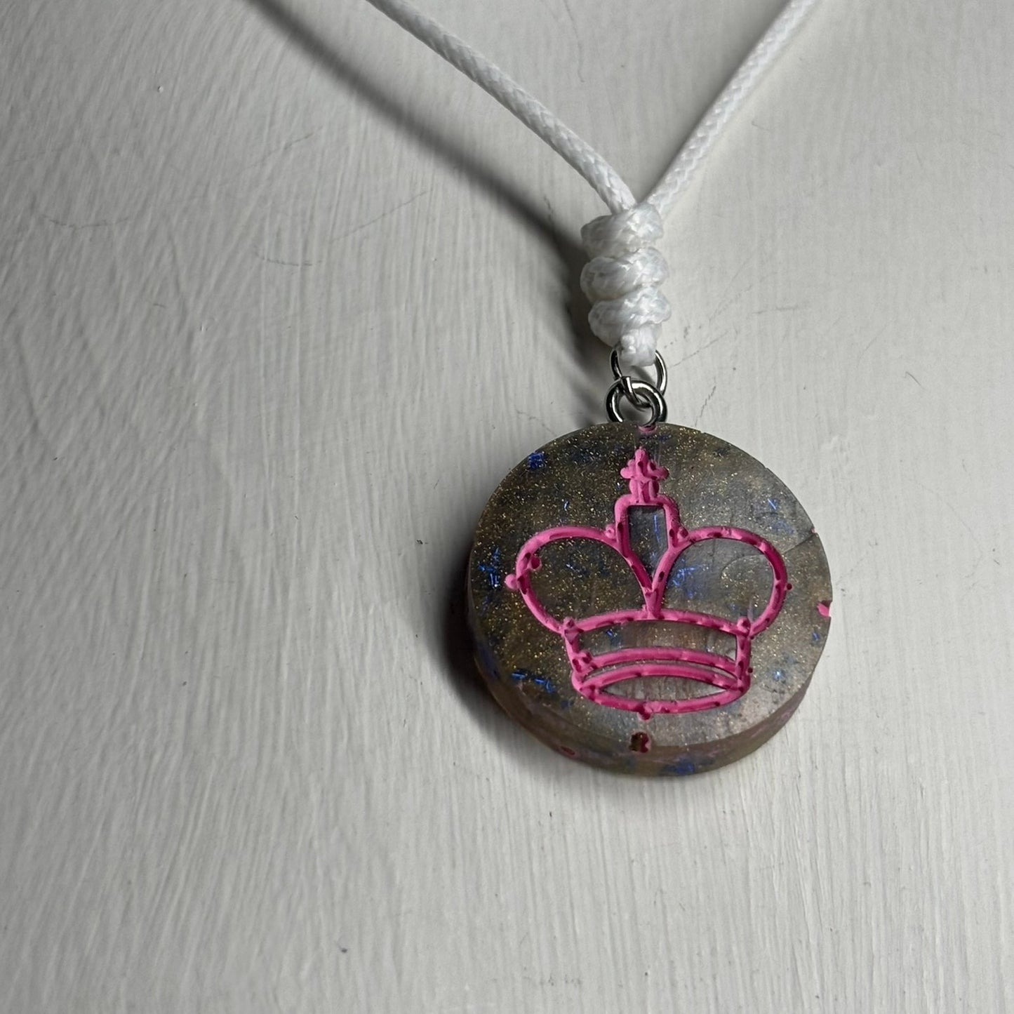 Pink Print King - Handmade Resin Chess Necklace