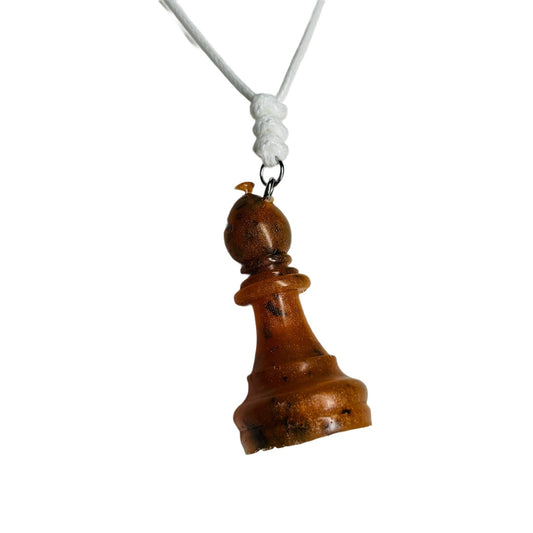 Orange Purple Bishop - Handmade Resin Chess Necklace