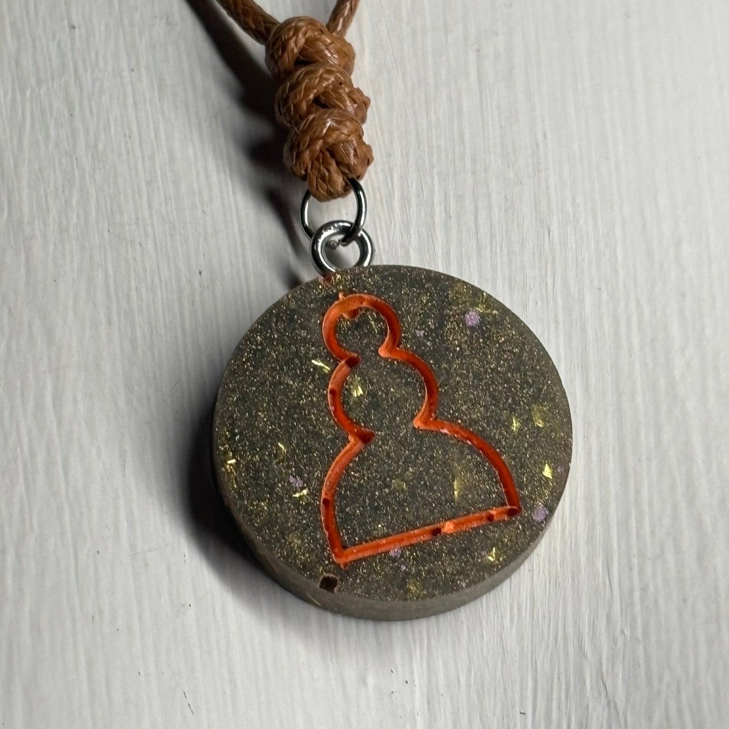 Vintage Brown Pawn - Handmade Resin Chess Necklace