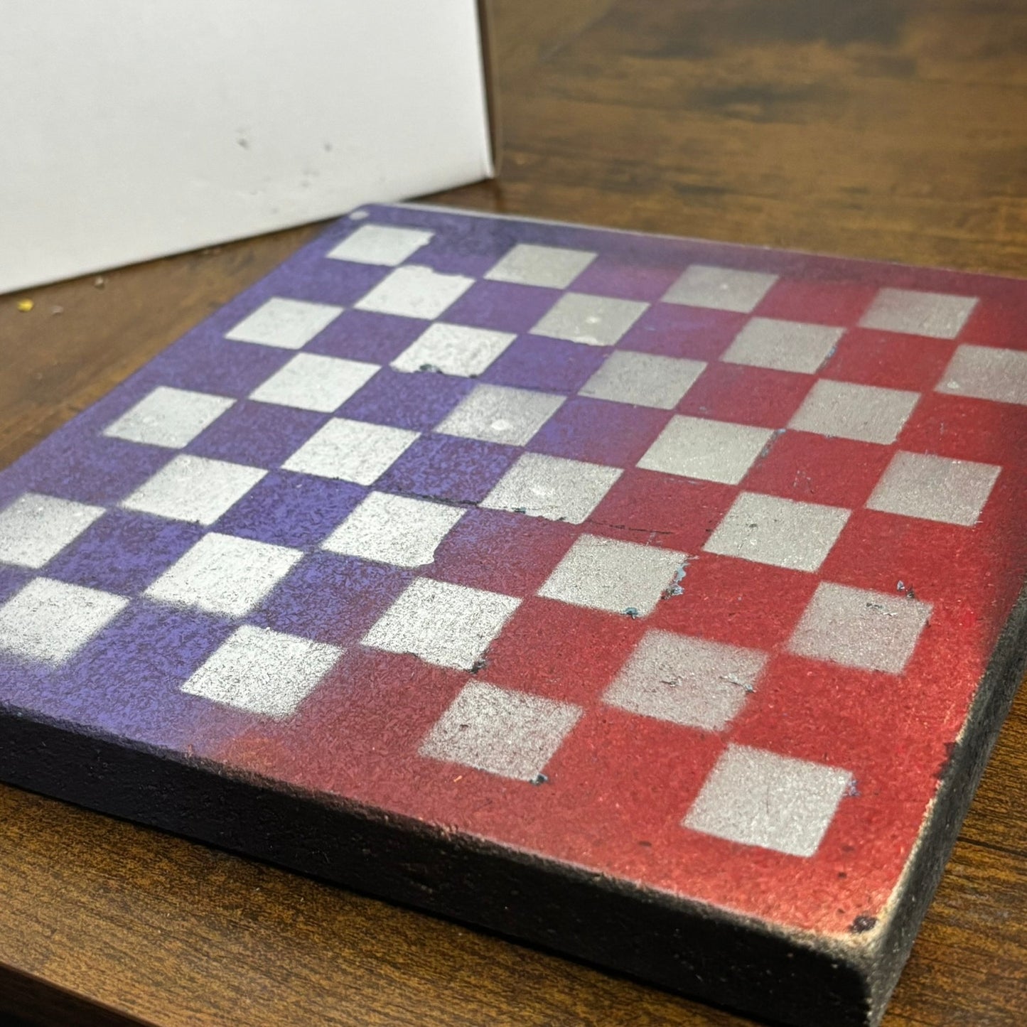 Red & Purple Chrome - Painted Double Sided Chess Board