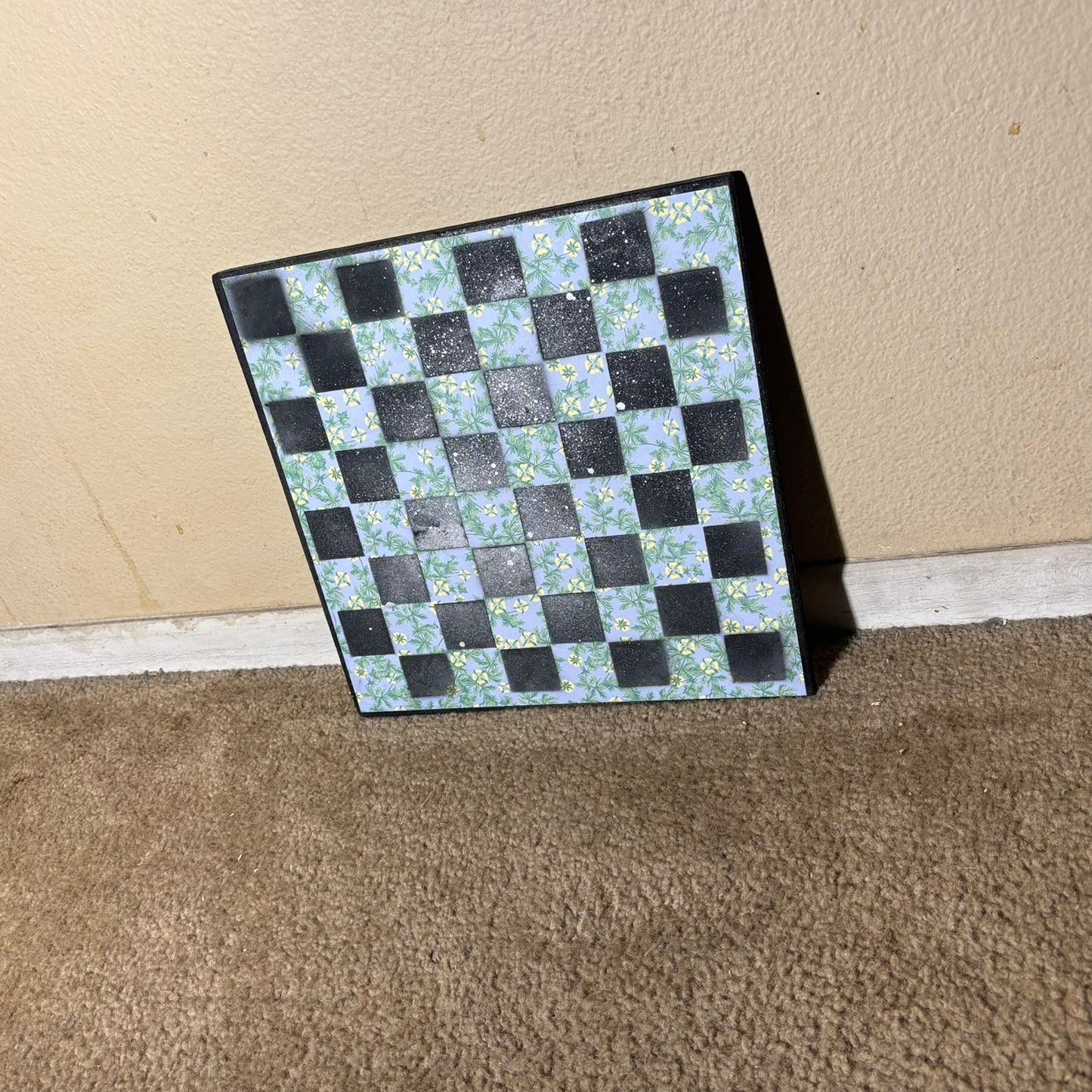 Beautiful Flowers With Chrome Rain - Scrapbook Chess Board