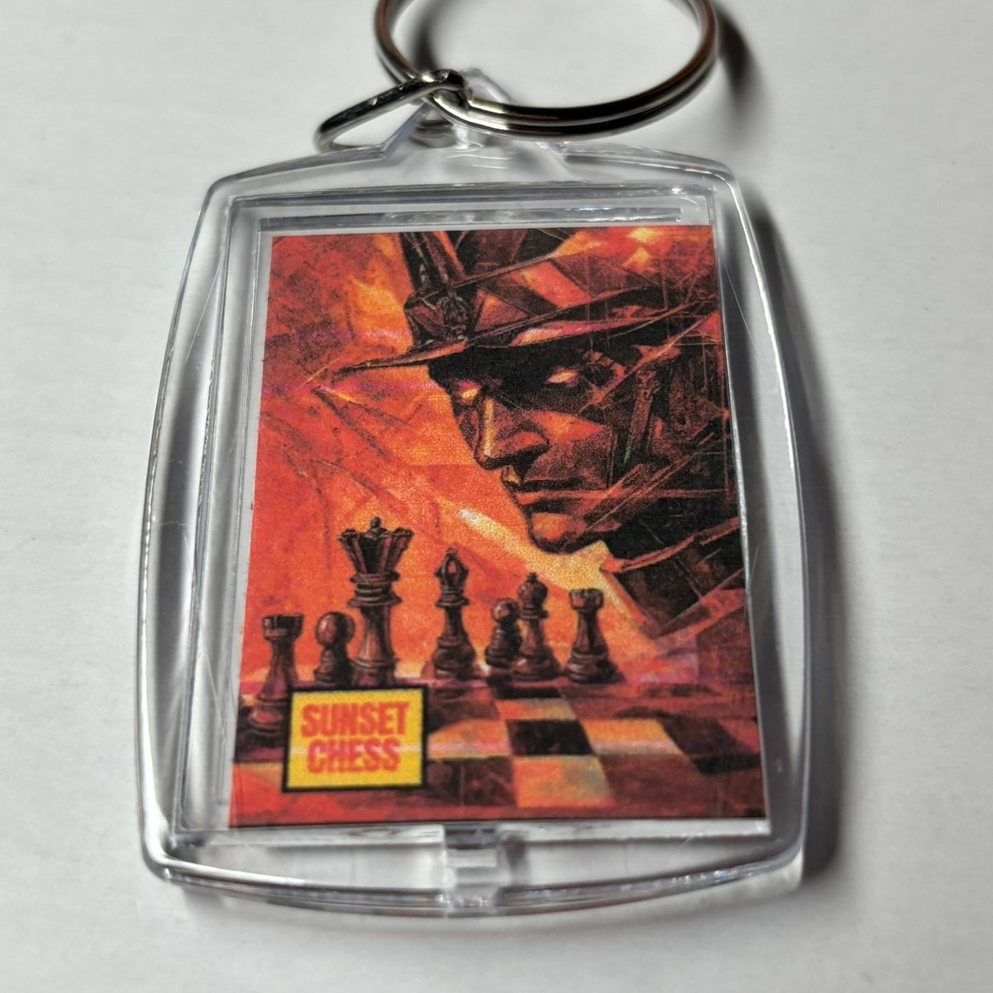 Red Samurai - Sunset Chess Photo Keychain