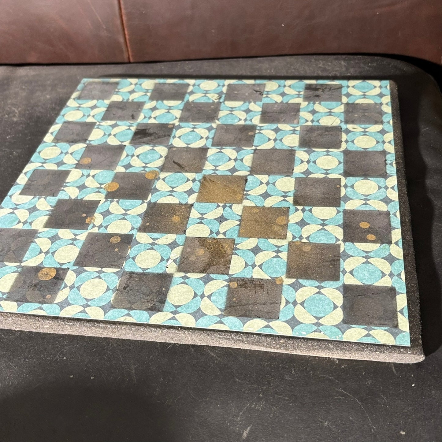 Blue Golden Hue Pattern - Scrapbook Chess Board