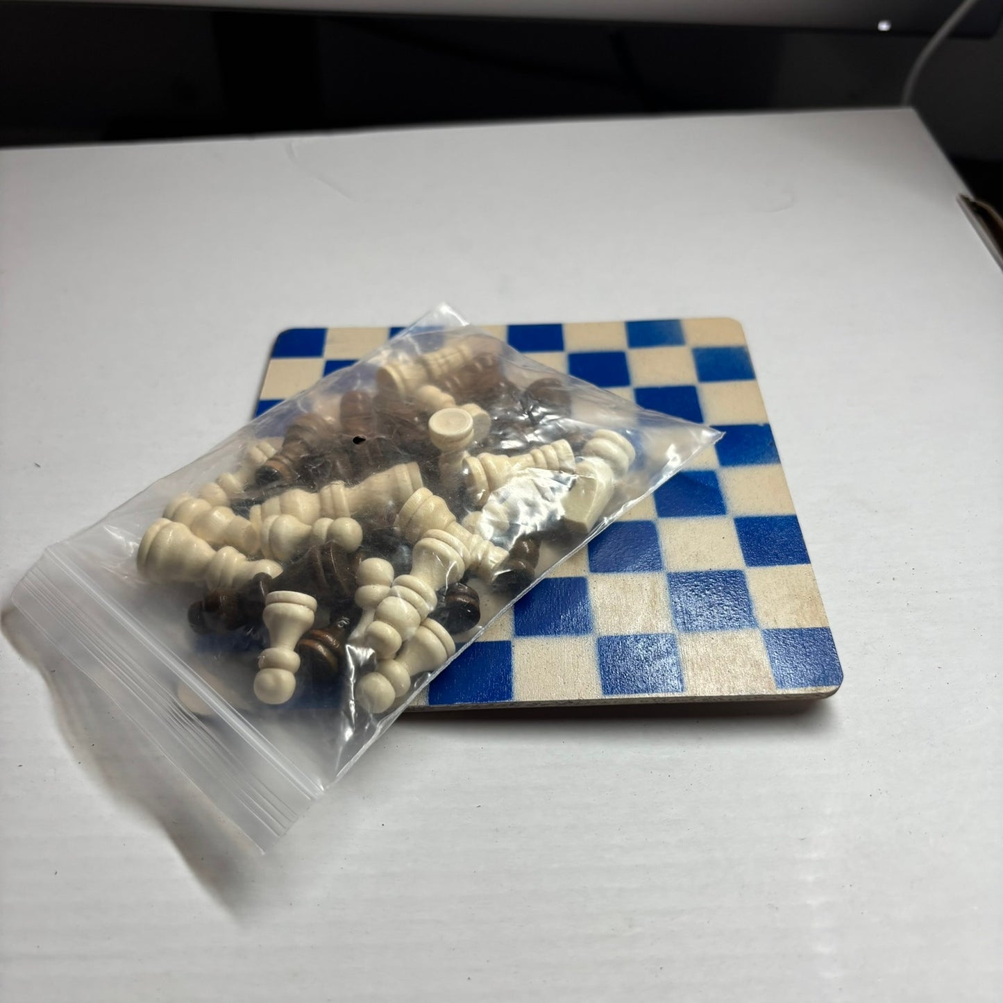 Cream Blue - Mini Chess Set
